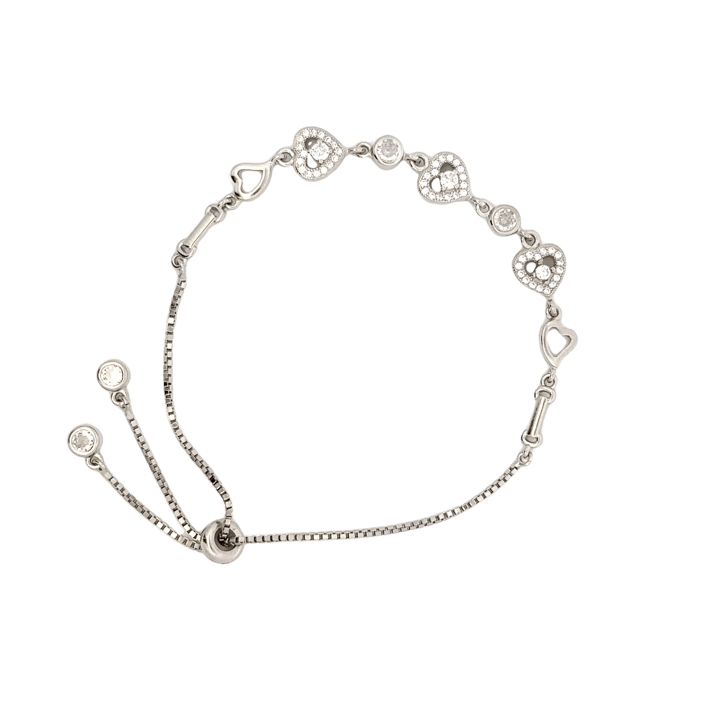 Rhodium Heart charm bracelet