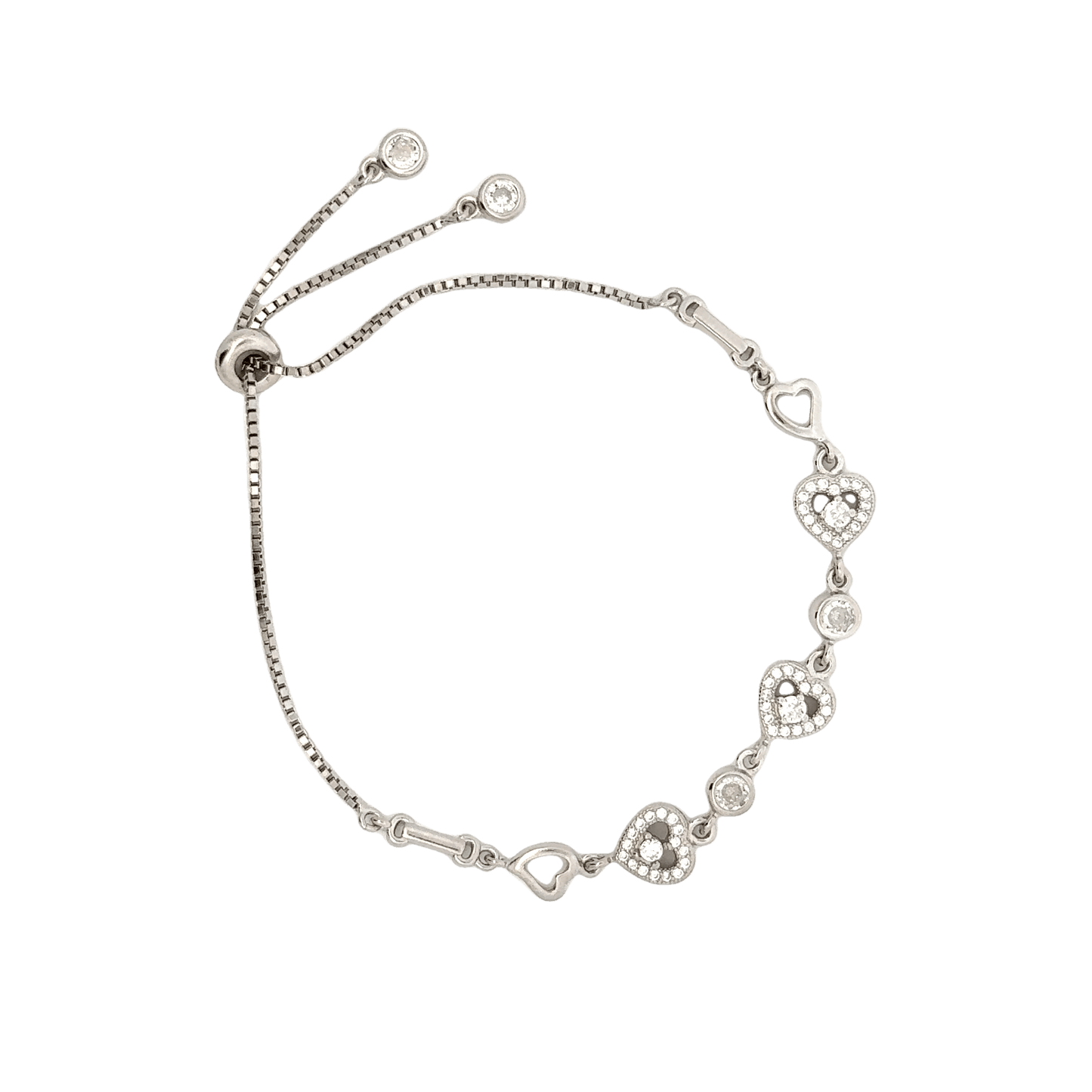 Rhodium Heart charm bracelet