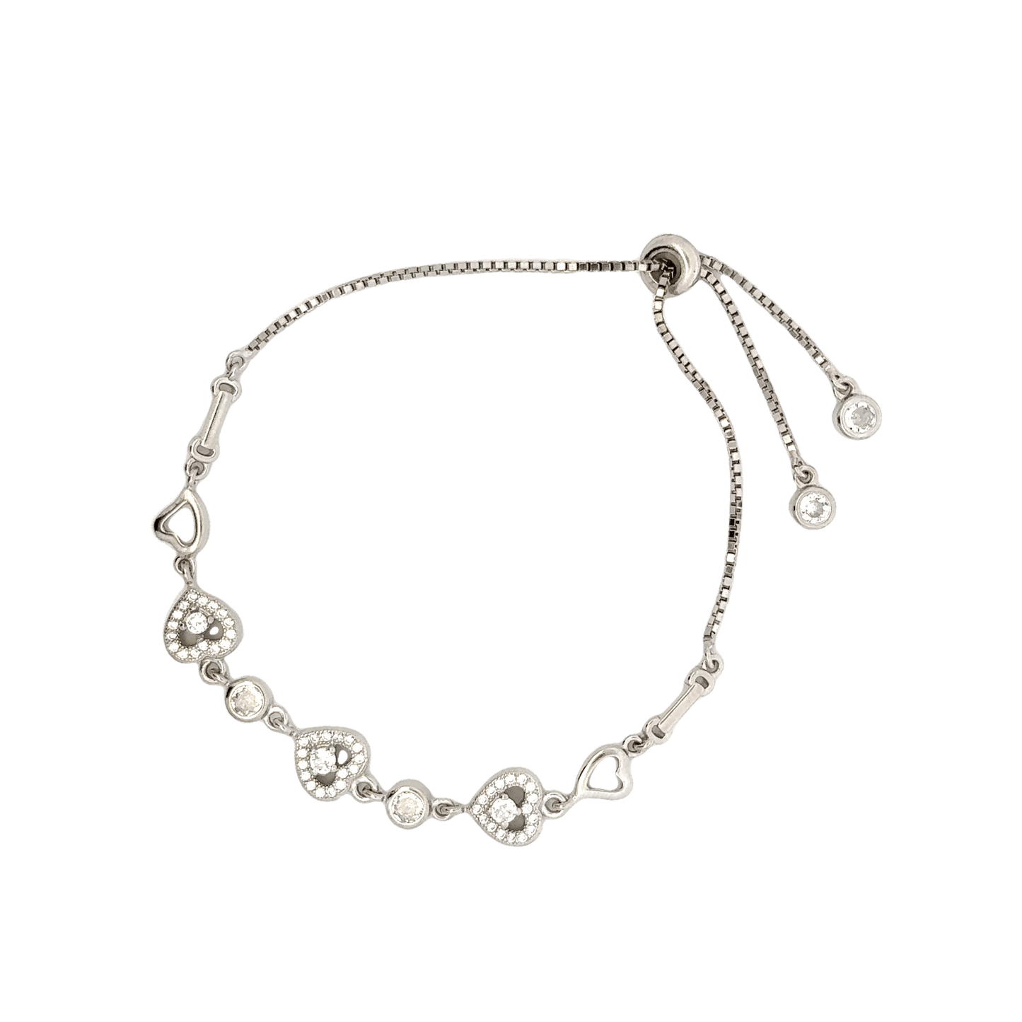 Rhodium Heart charm bracelet
