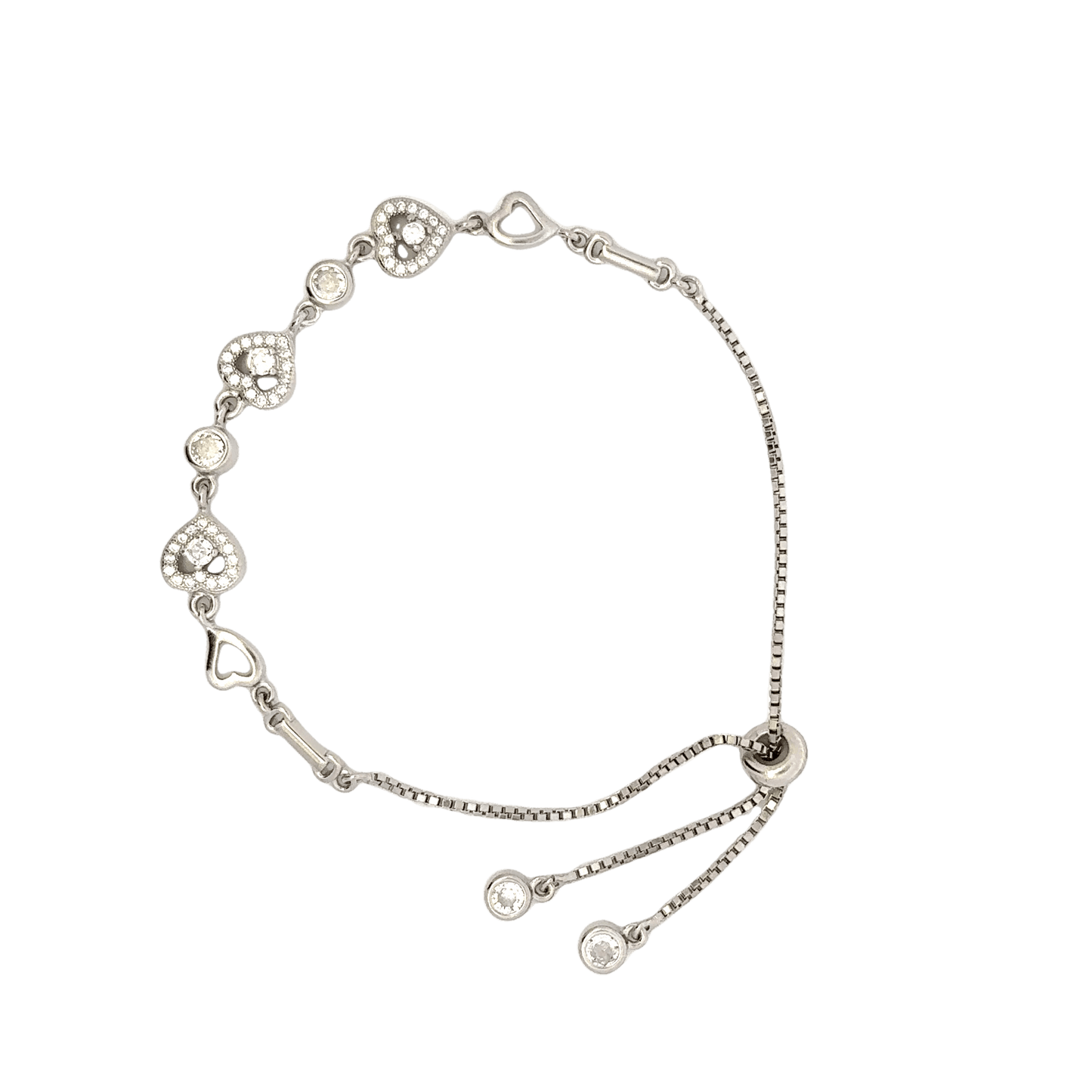 Rhodium Heart charm bracelet