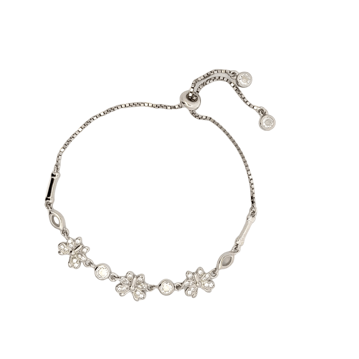 Rhodium Butterfly with charm bracelet