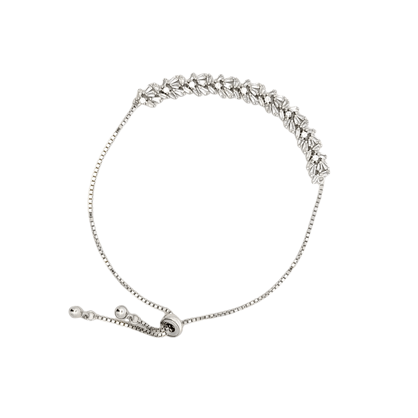 Rhodium with a Row of stones bracelet