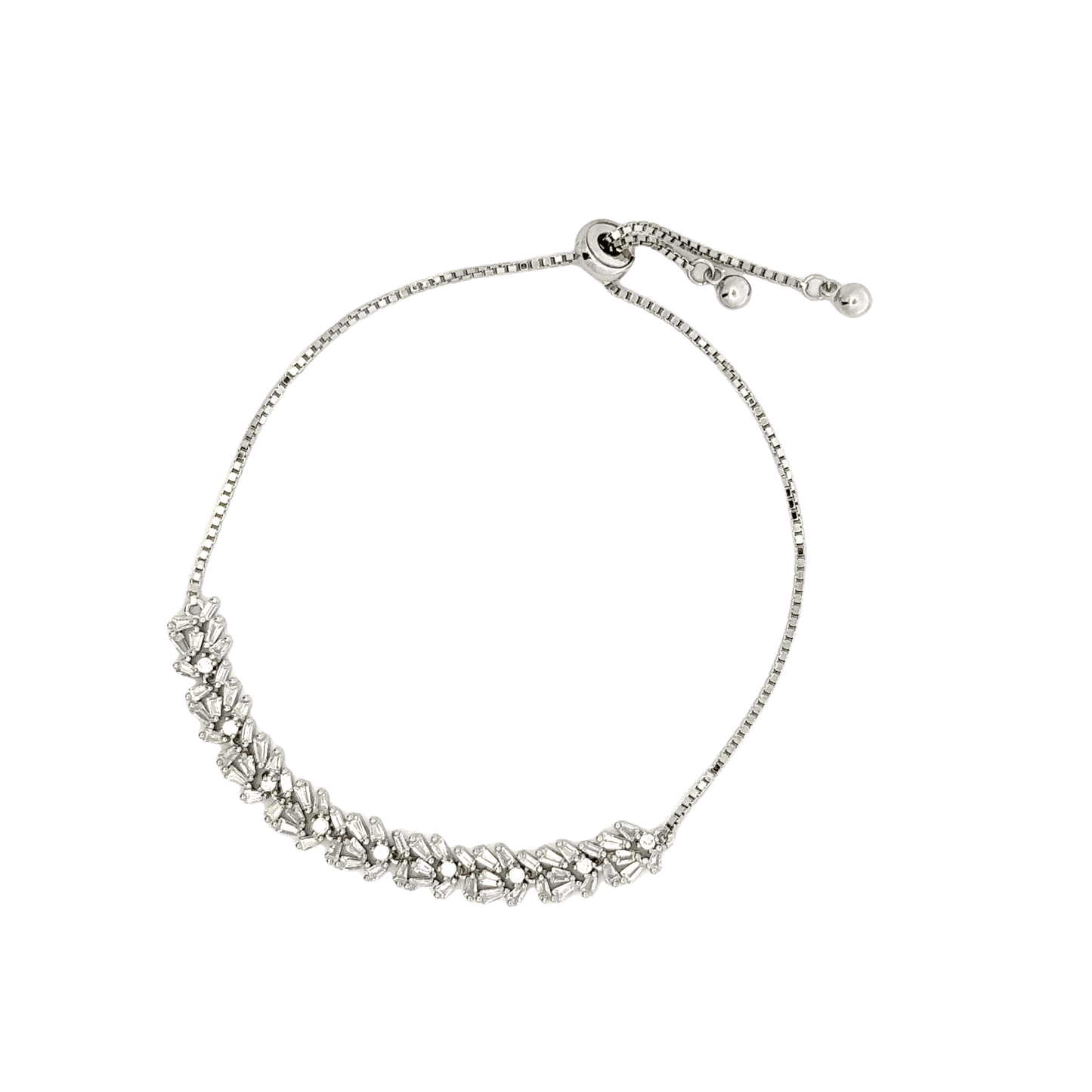 Rhodium with a Row of stones bracelet