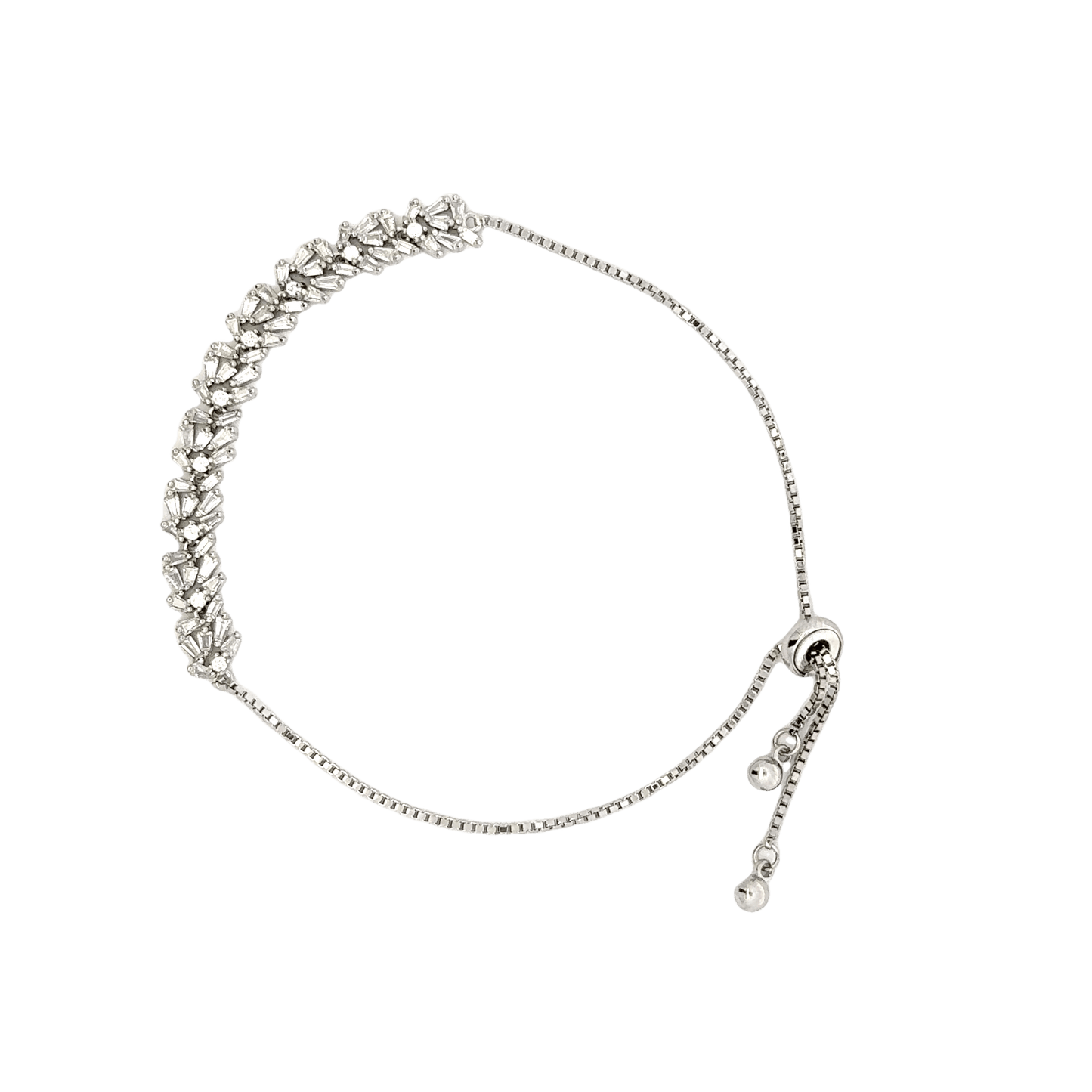 Rhodium with a Row of stones bracelet