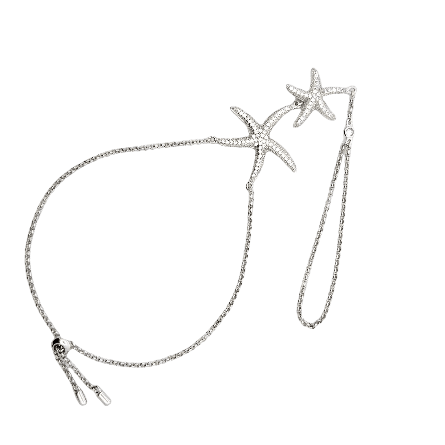 Rhodium starfish bracelet