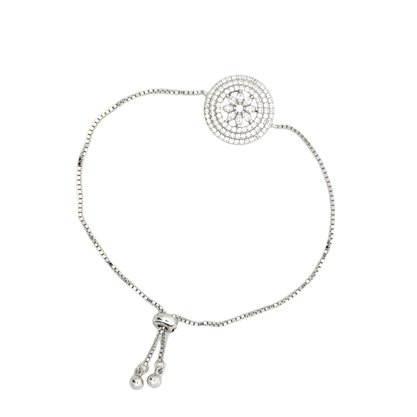 Rhodium wheel of life bracelet