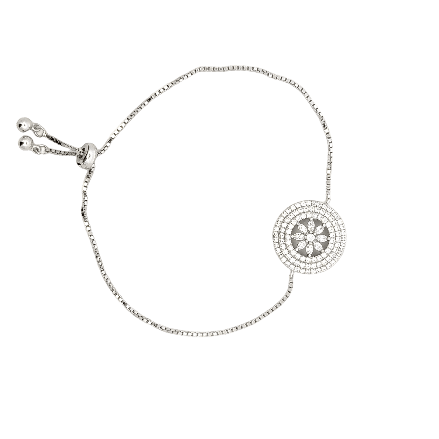 Rhodium wheel of life bracelet
