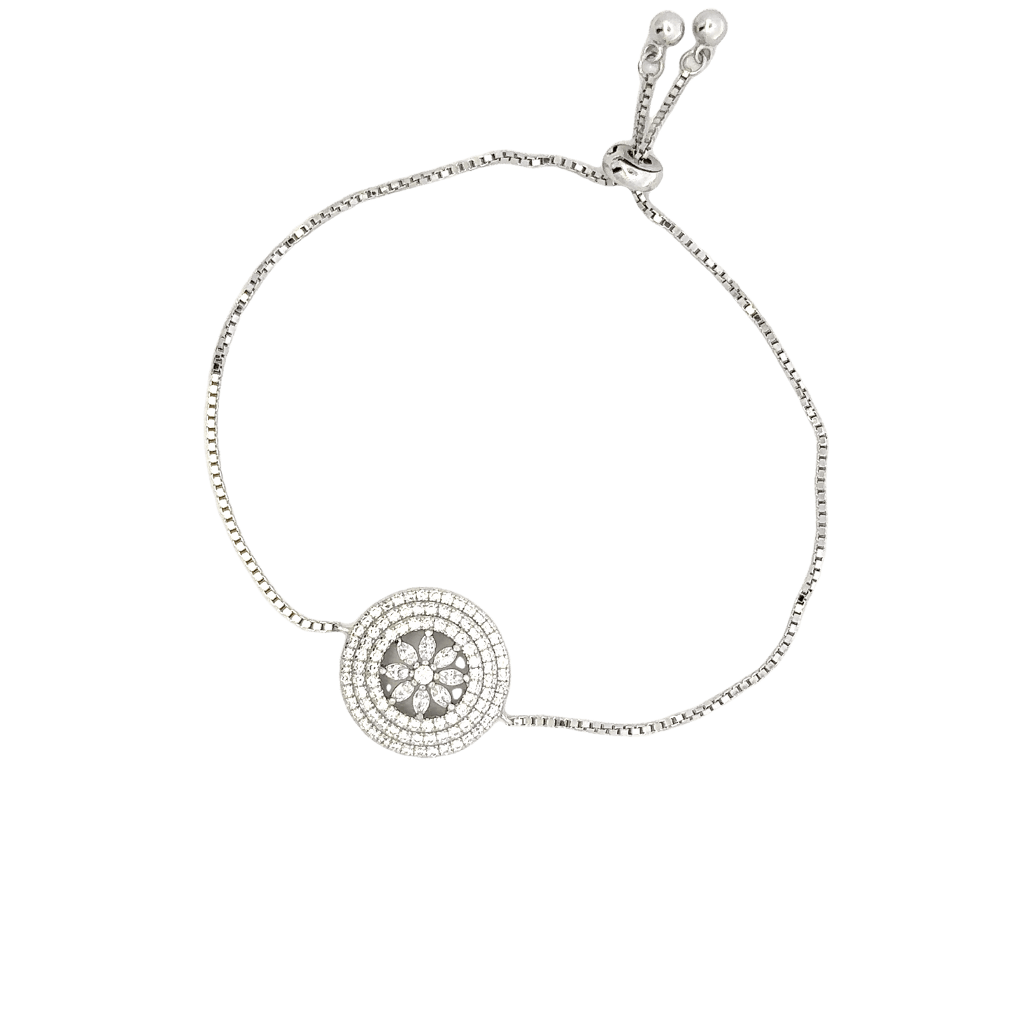 Rhodium wheel of life bracelet