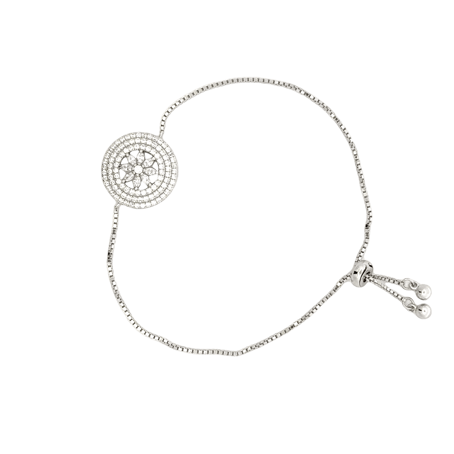 Rhodium wheel of life bracelet
