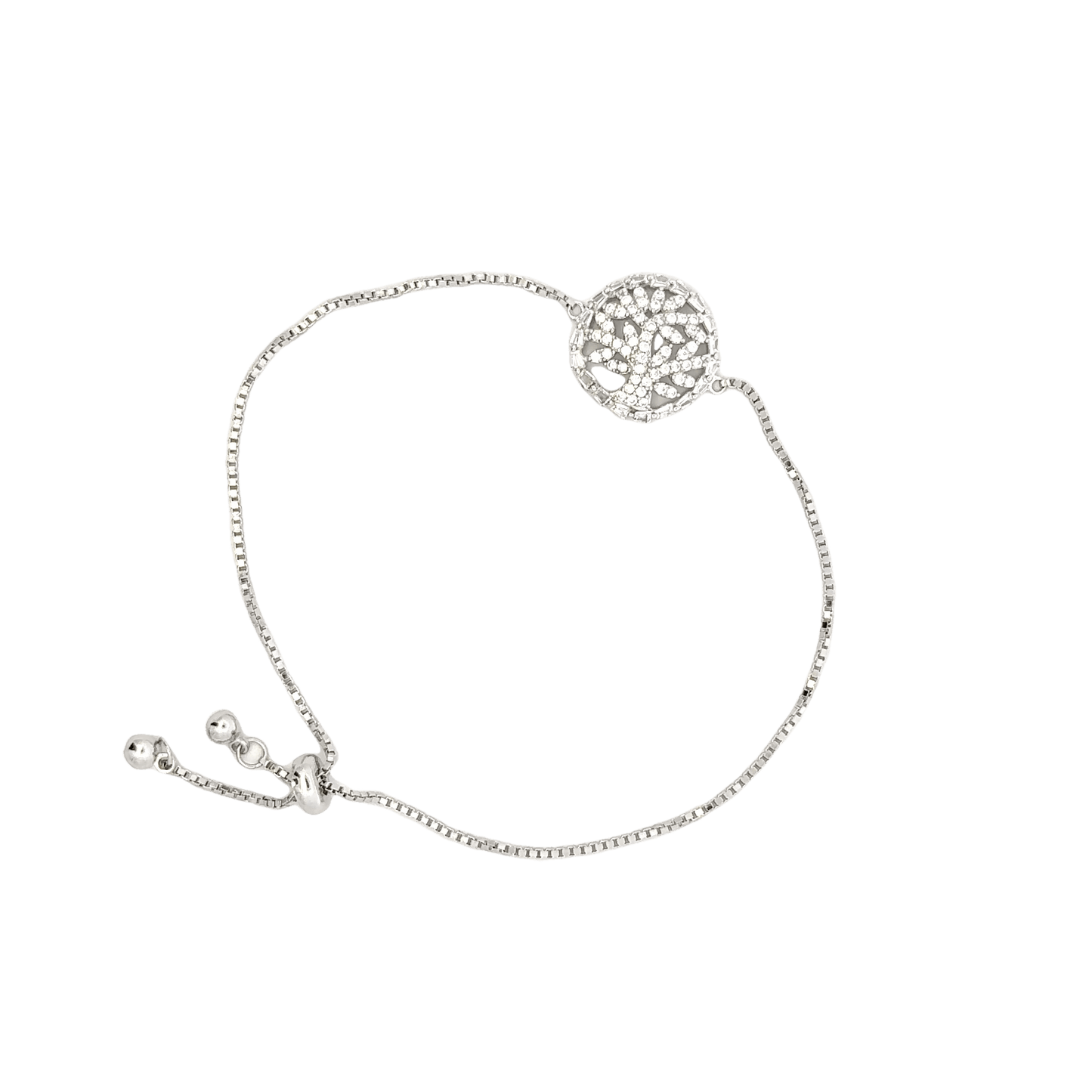 Rhodium cluster design bracelet