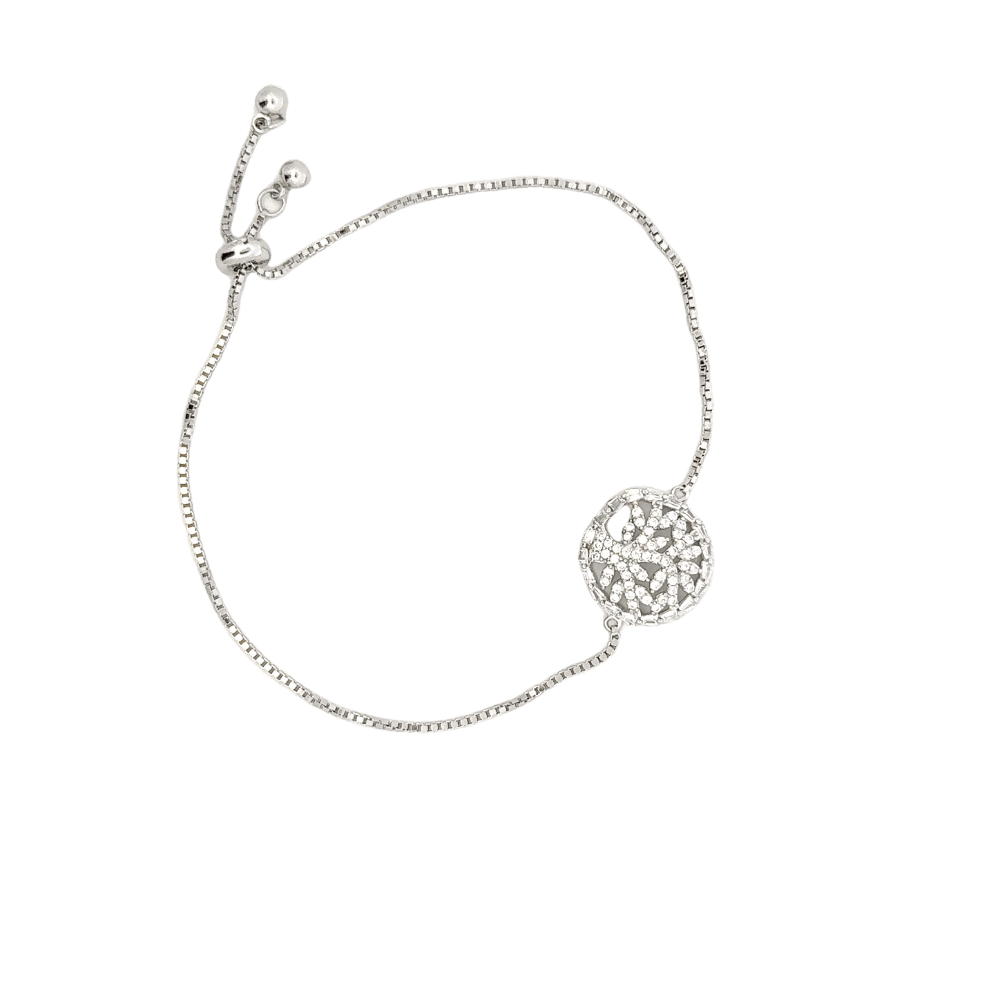 Rhodium cluster design bracelet