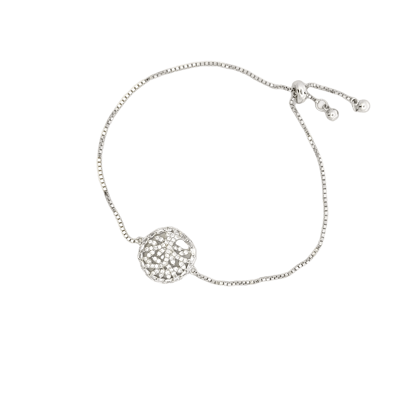 Rhodium cluster design bracelet