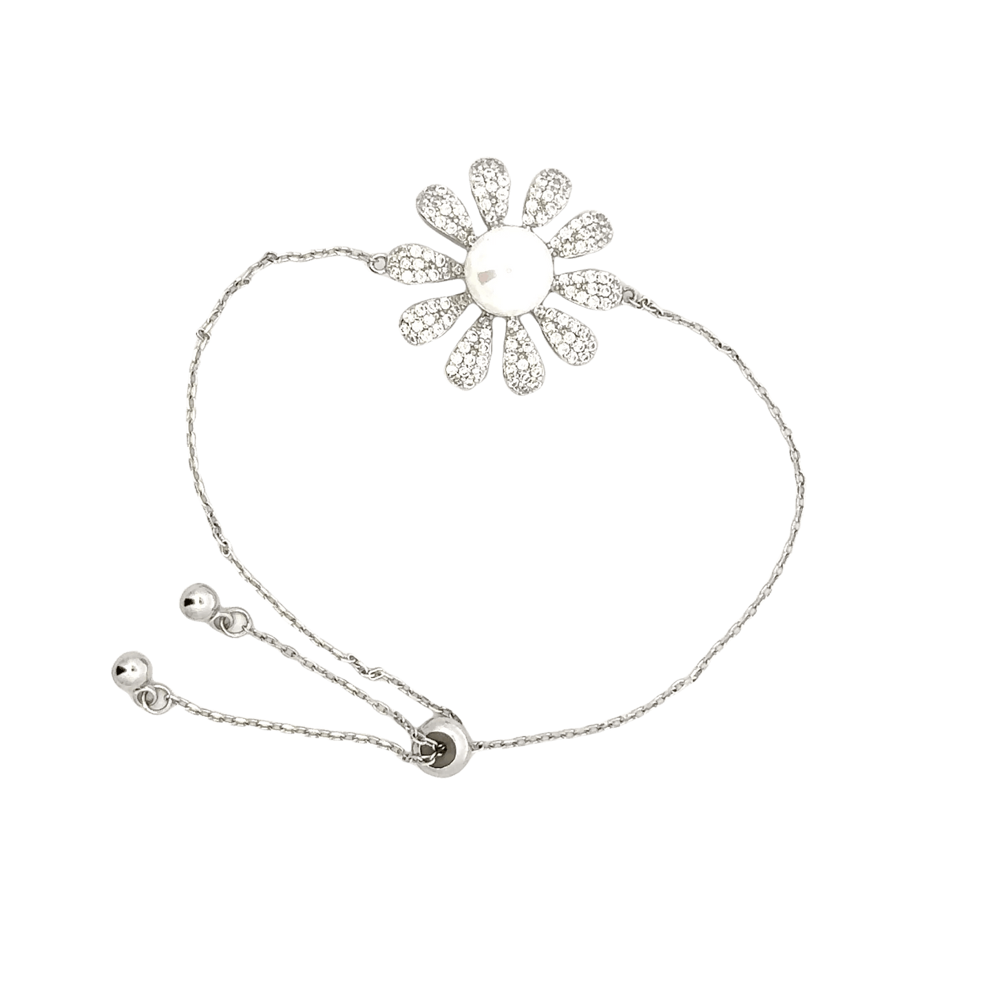 Rhodium Floral design bracelet
