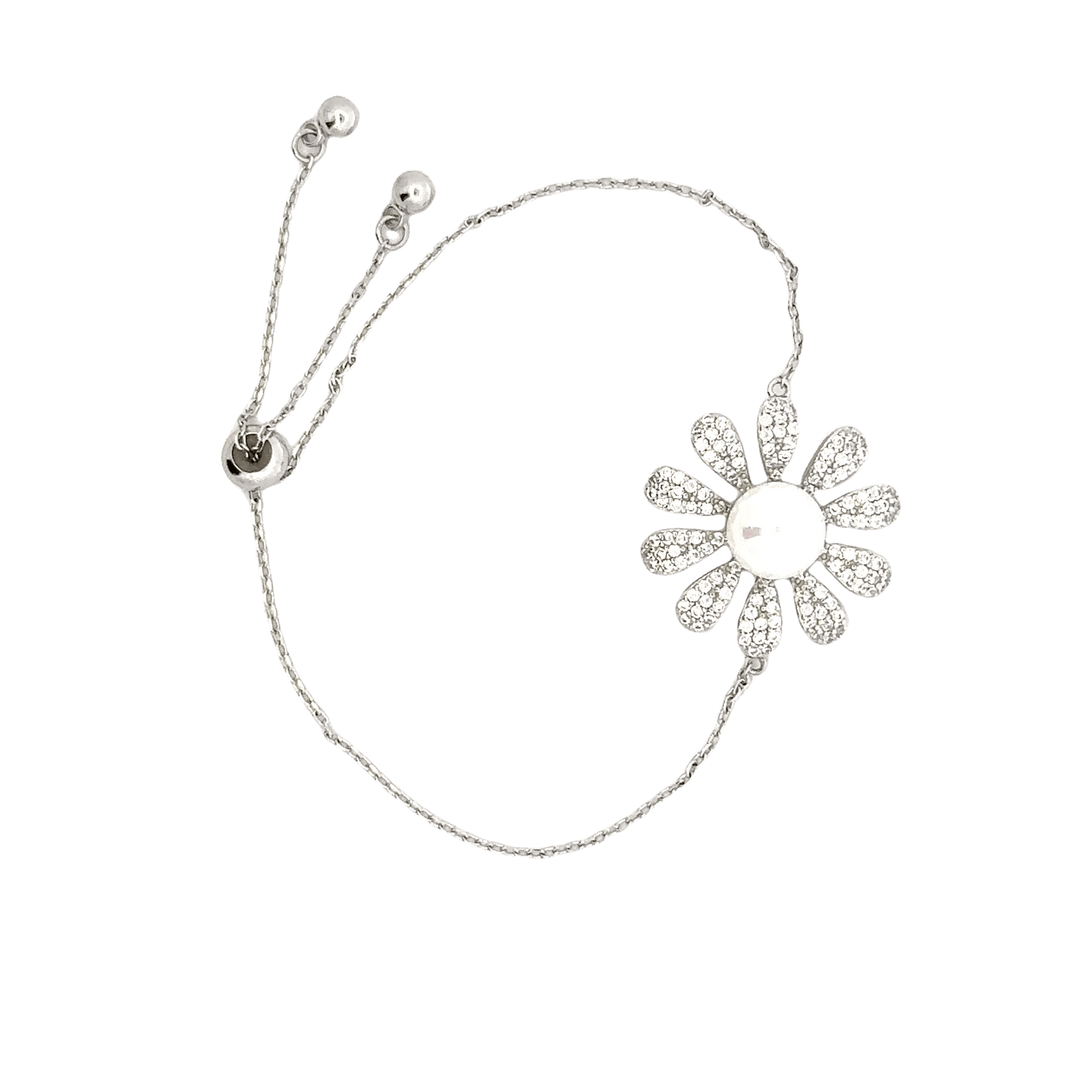 Rhodium Floral design bracelet