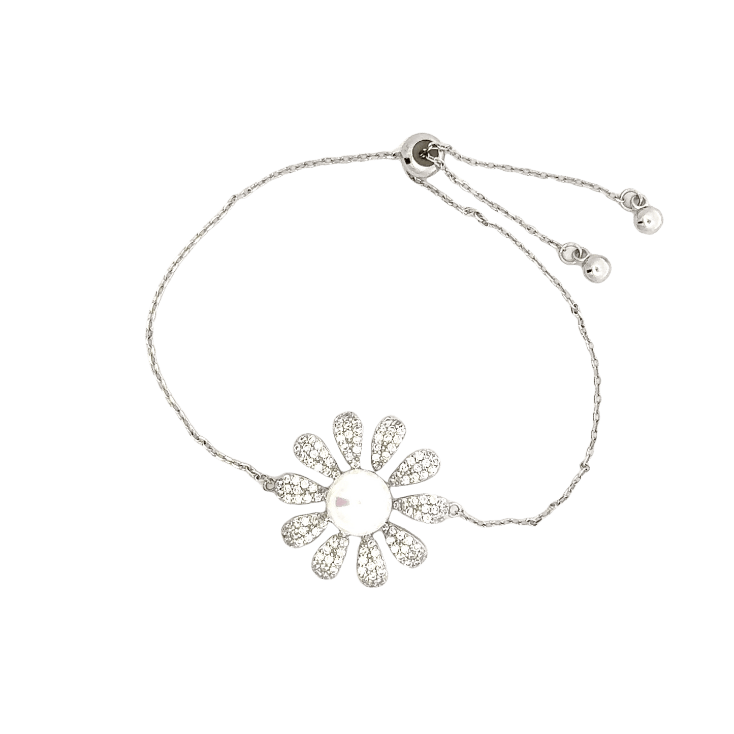 Rhodium Floral design bracelet