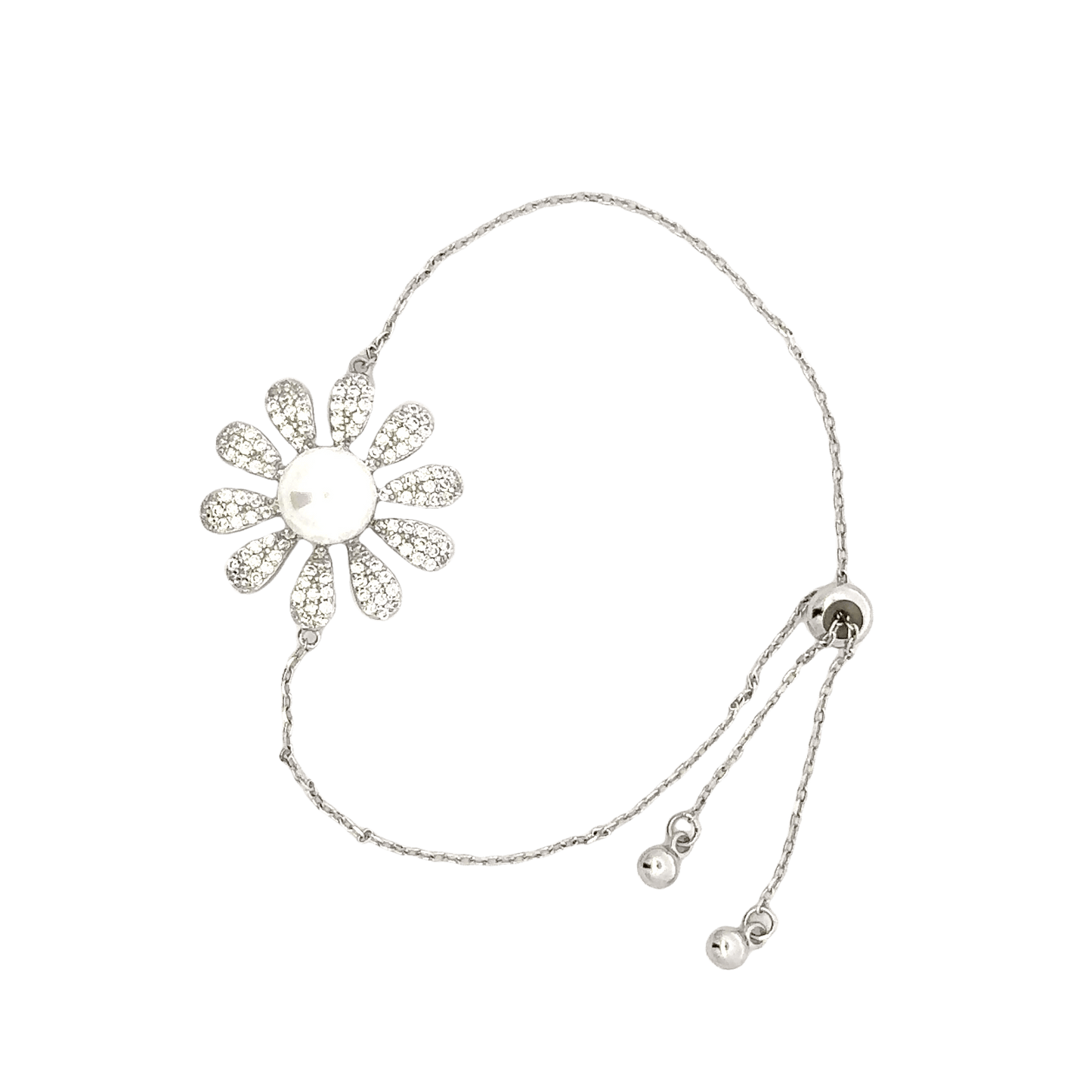 Rhodium Floral design bracelet