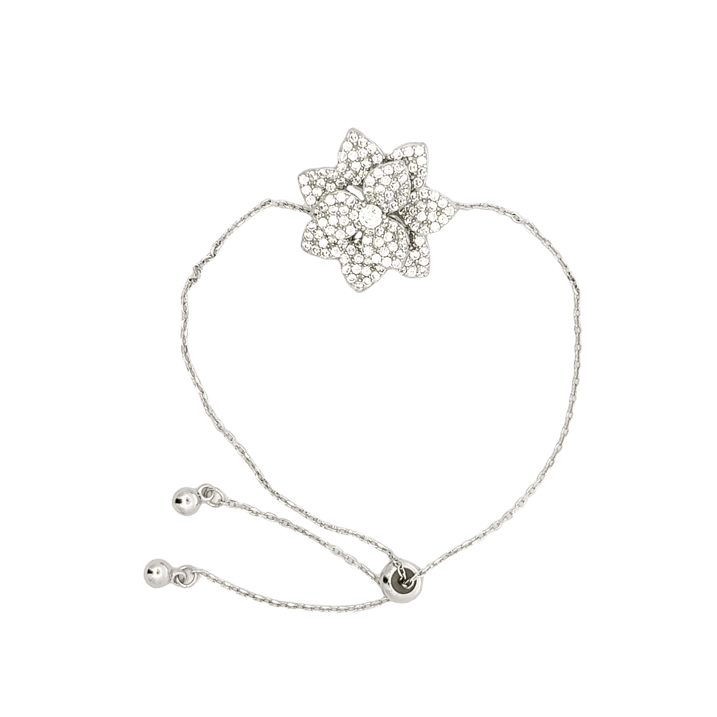Rhodium Flower charm bracelet