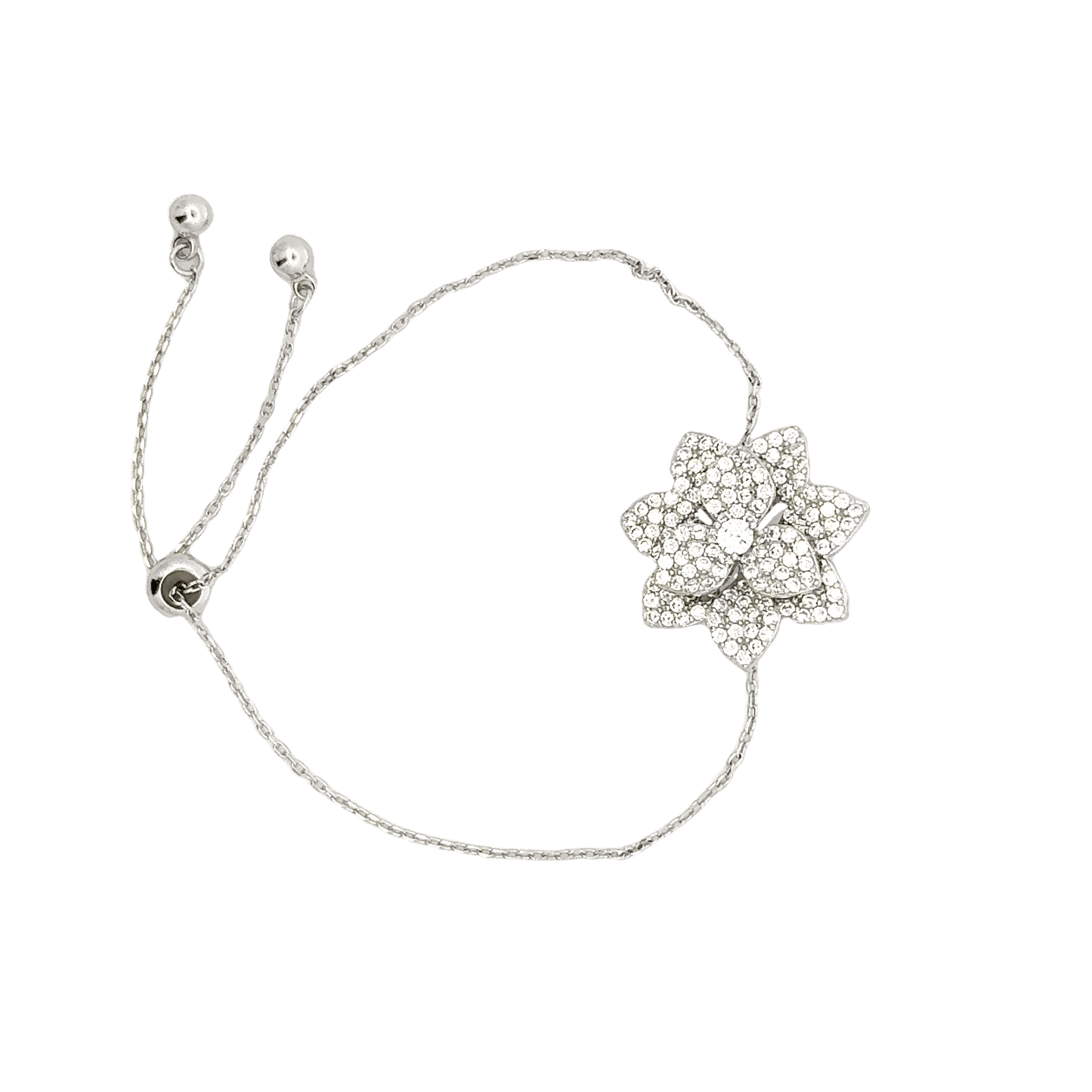 Rhodium Flower charm bracelet