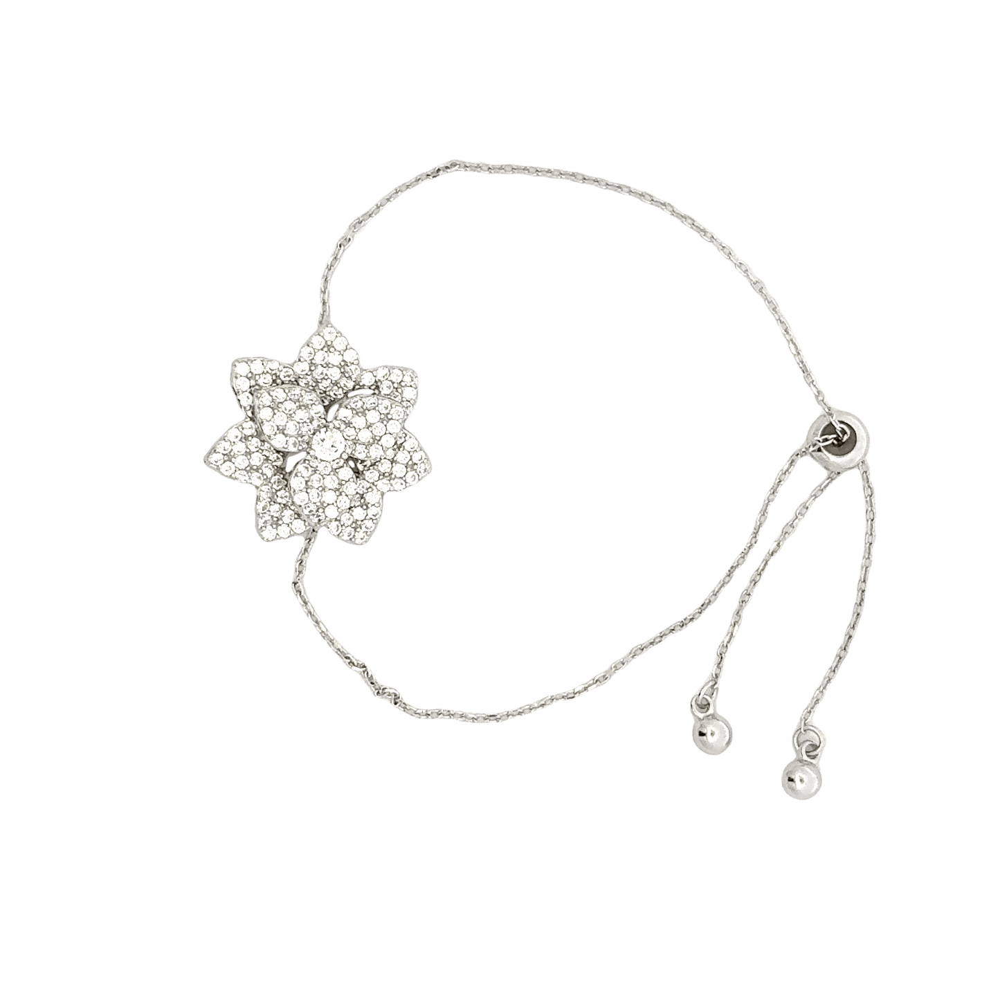 Rhodium Flower charm bracelet