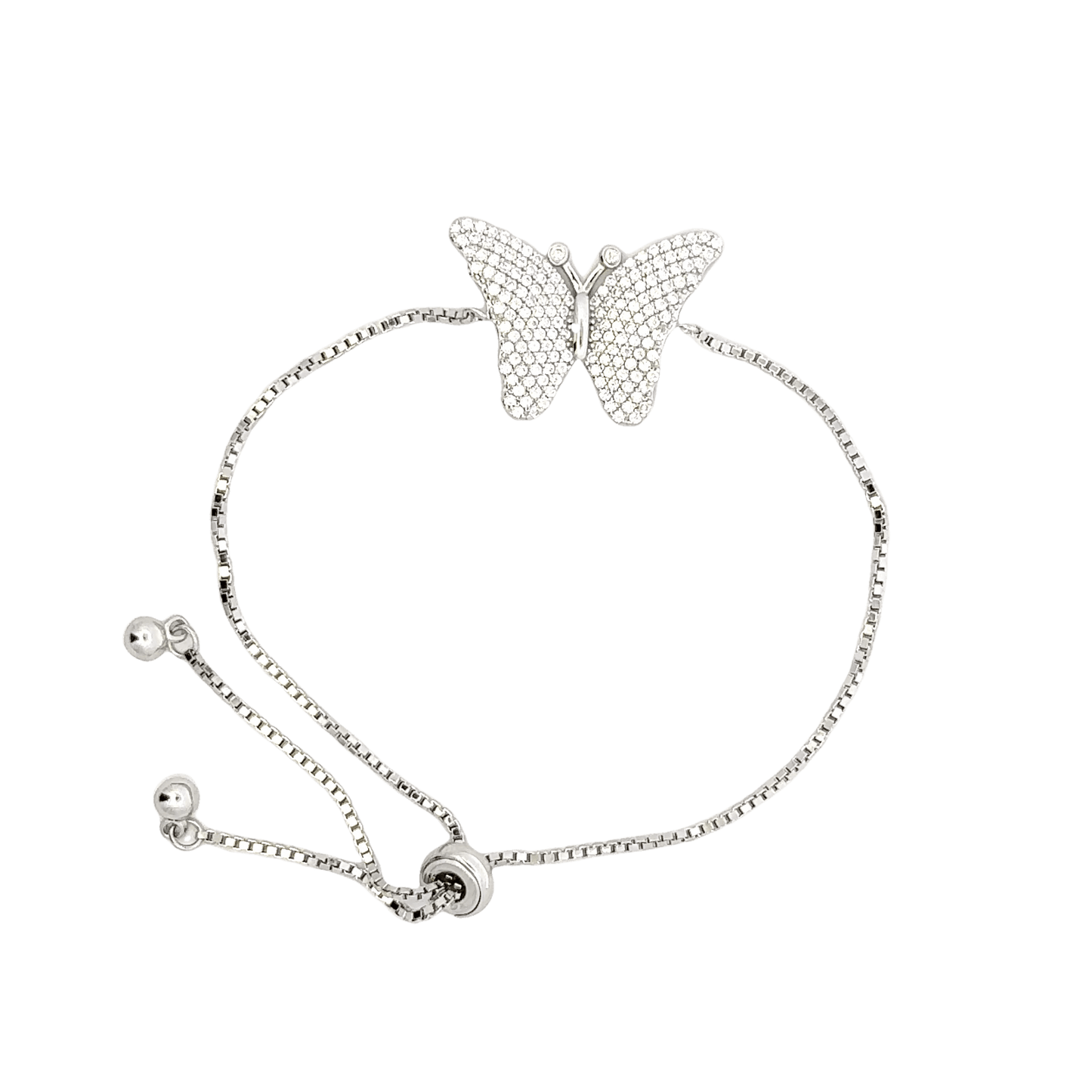 Rhodium Butterfly charm bracelet
