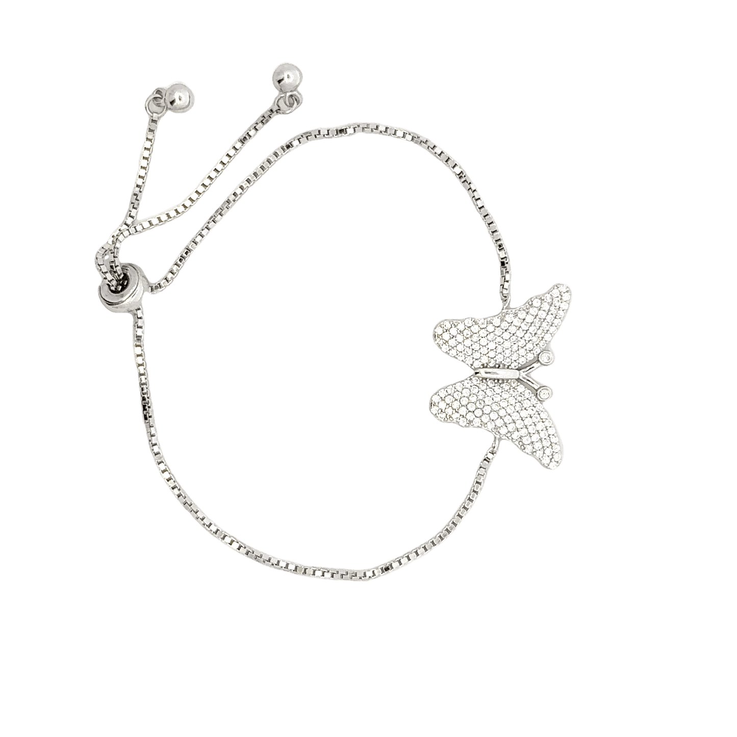Rhodium Butterfly charm bracelet