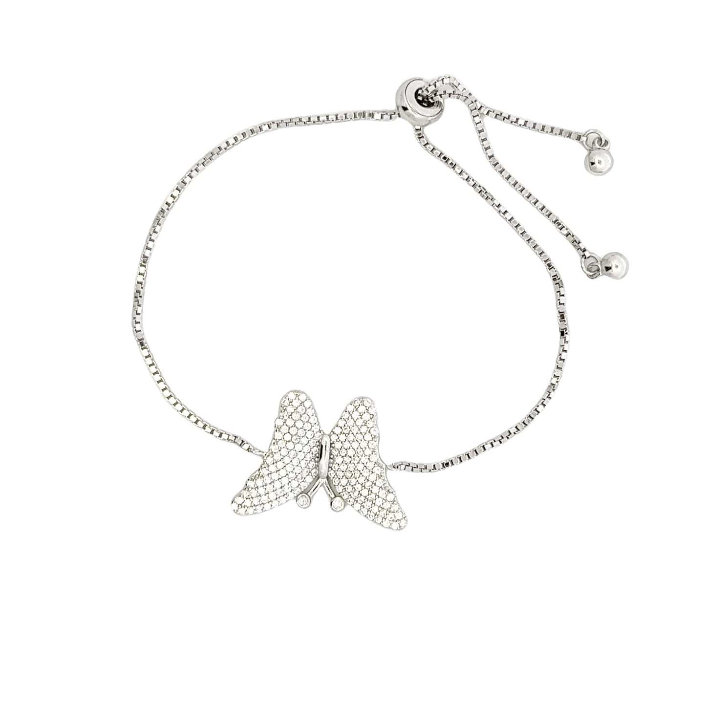 Rhodium Butterfly charm bracelet