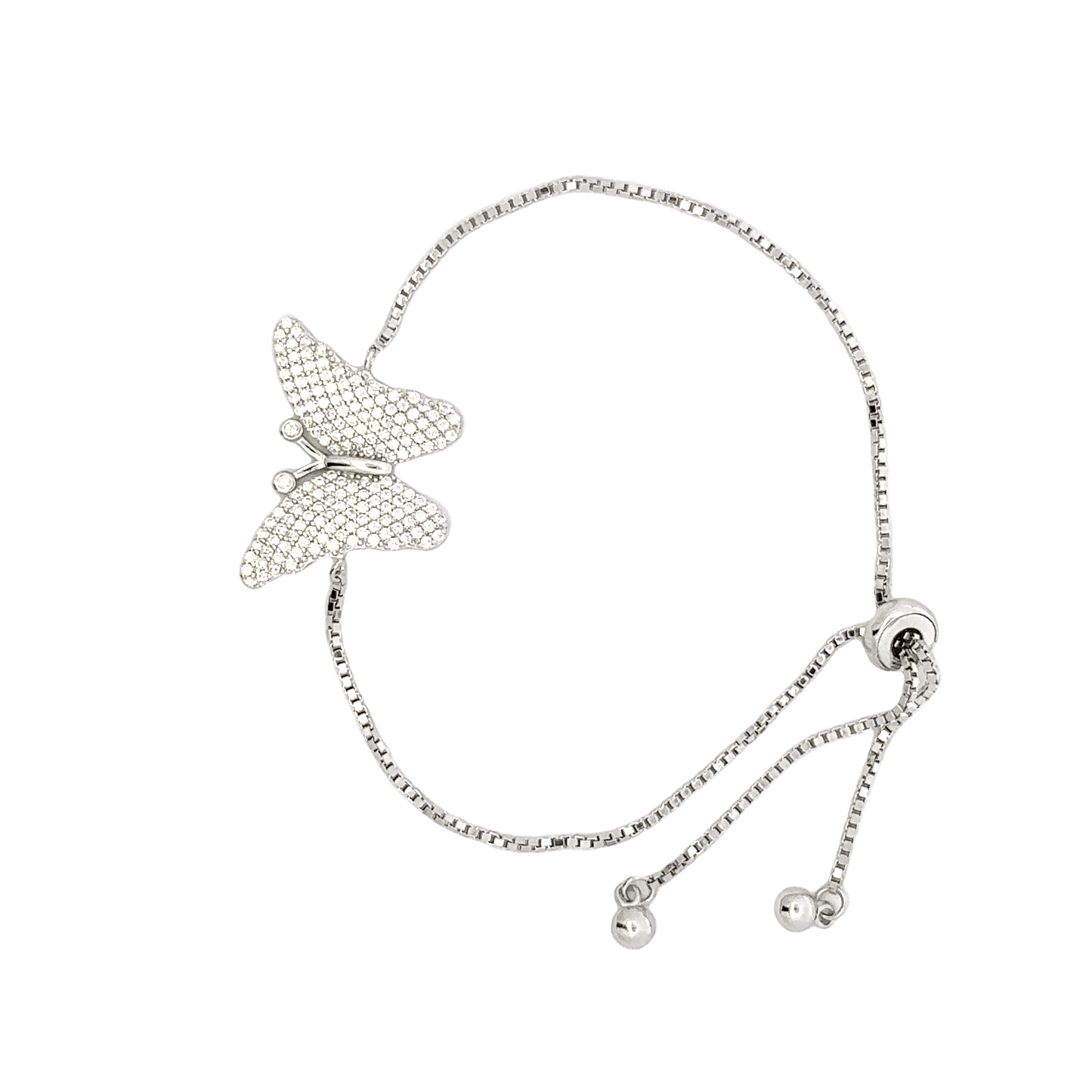 Rhodium Butterfly charm bracelet
