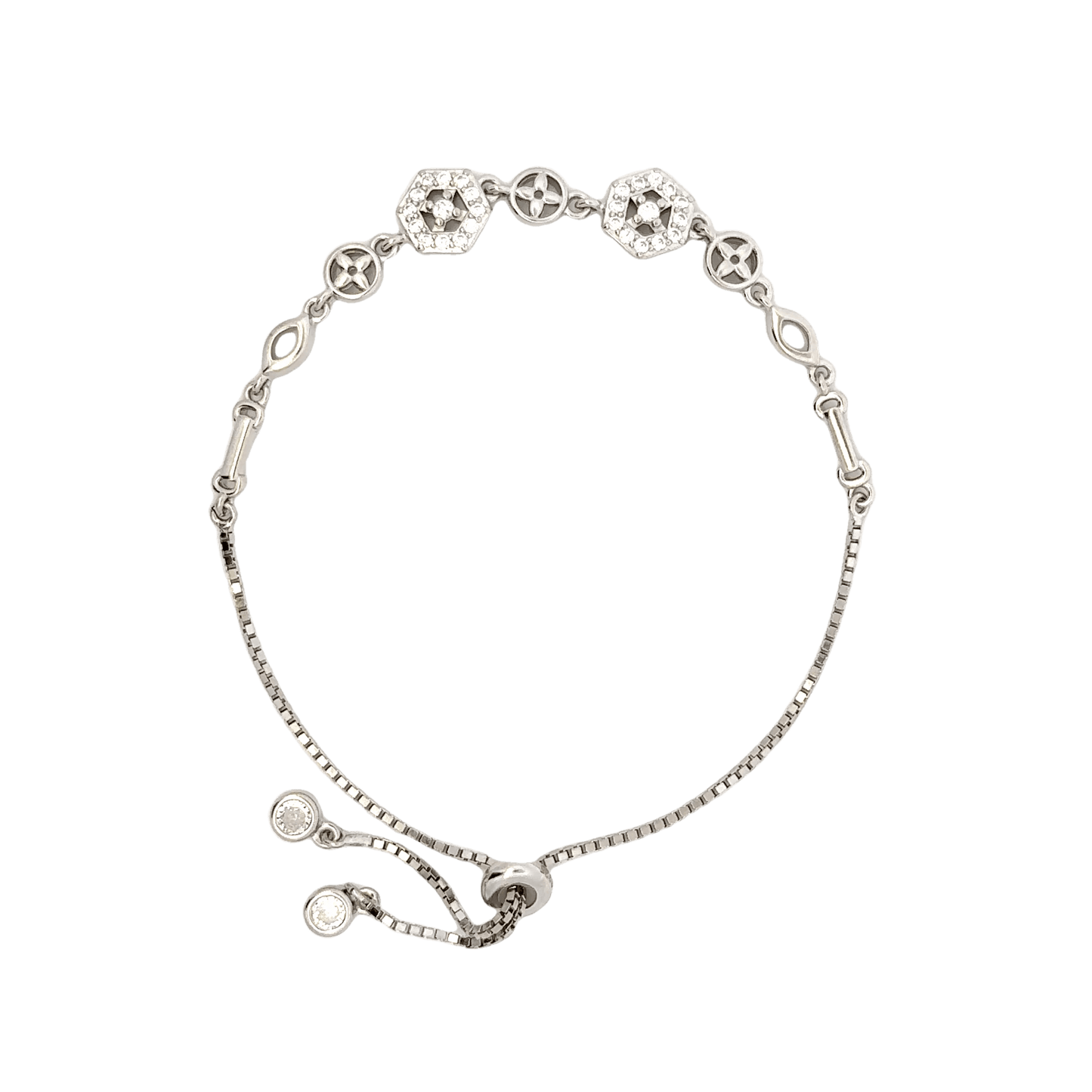 Rhodium Geometric shape bracelet