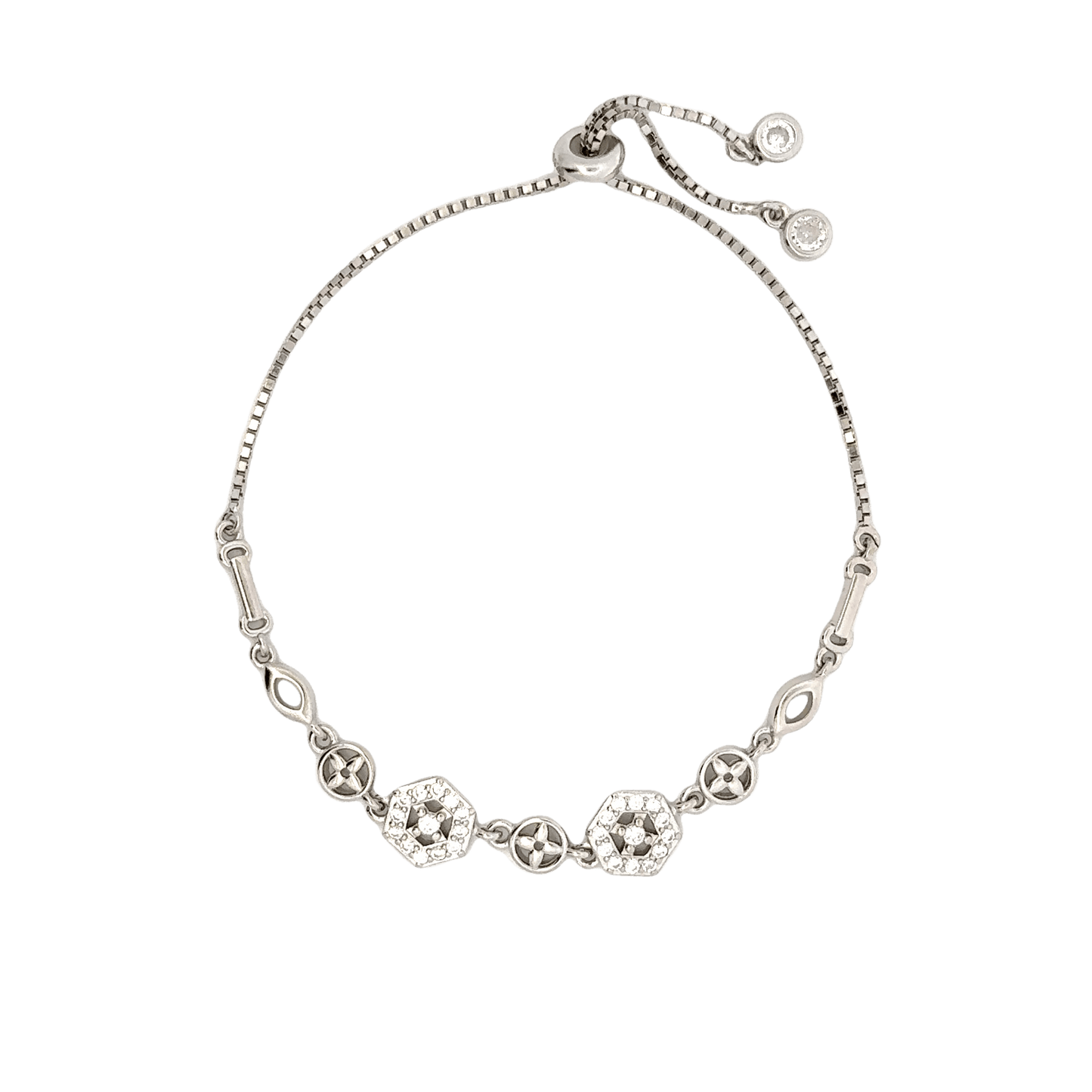 Rhodium Geometric shape bracelet