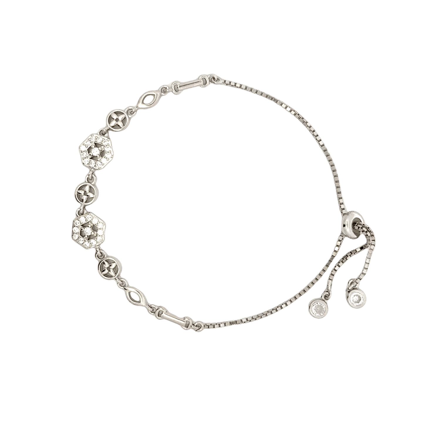 Rhodium Geometric shape bracelet