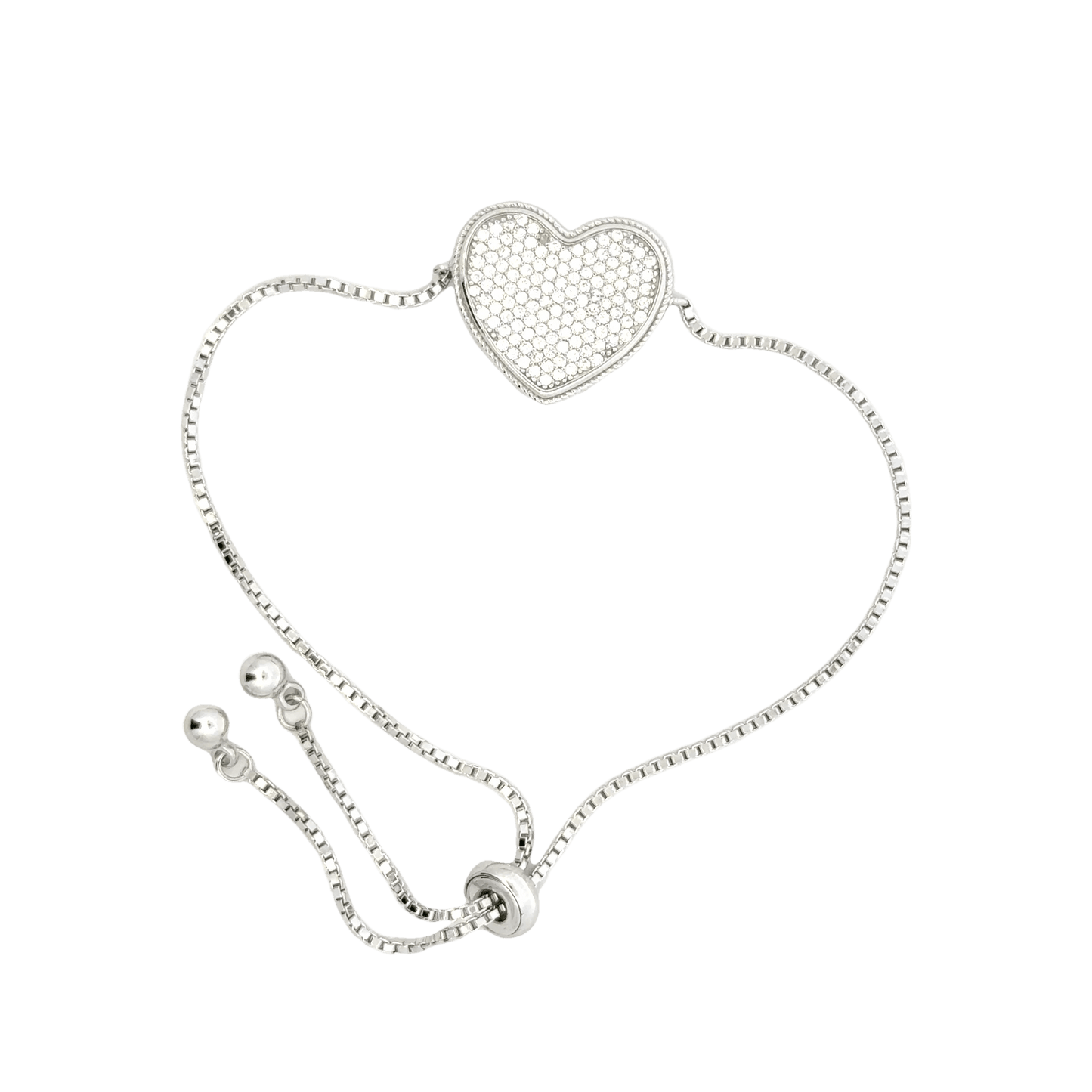 Rhodium Heart shaped charm bracelet