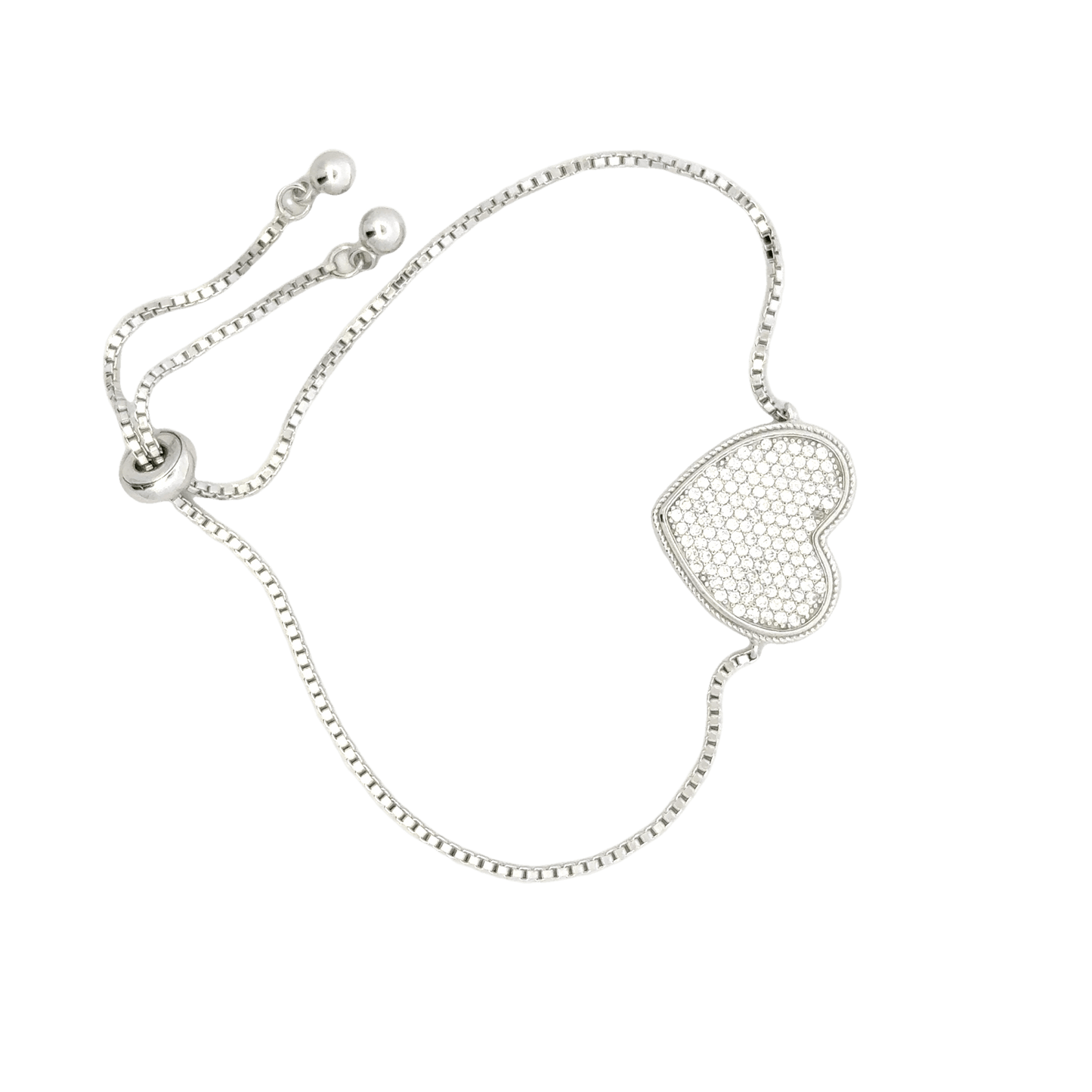 Rhodium Heart shaped charm bracelet