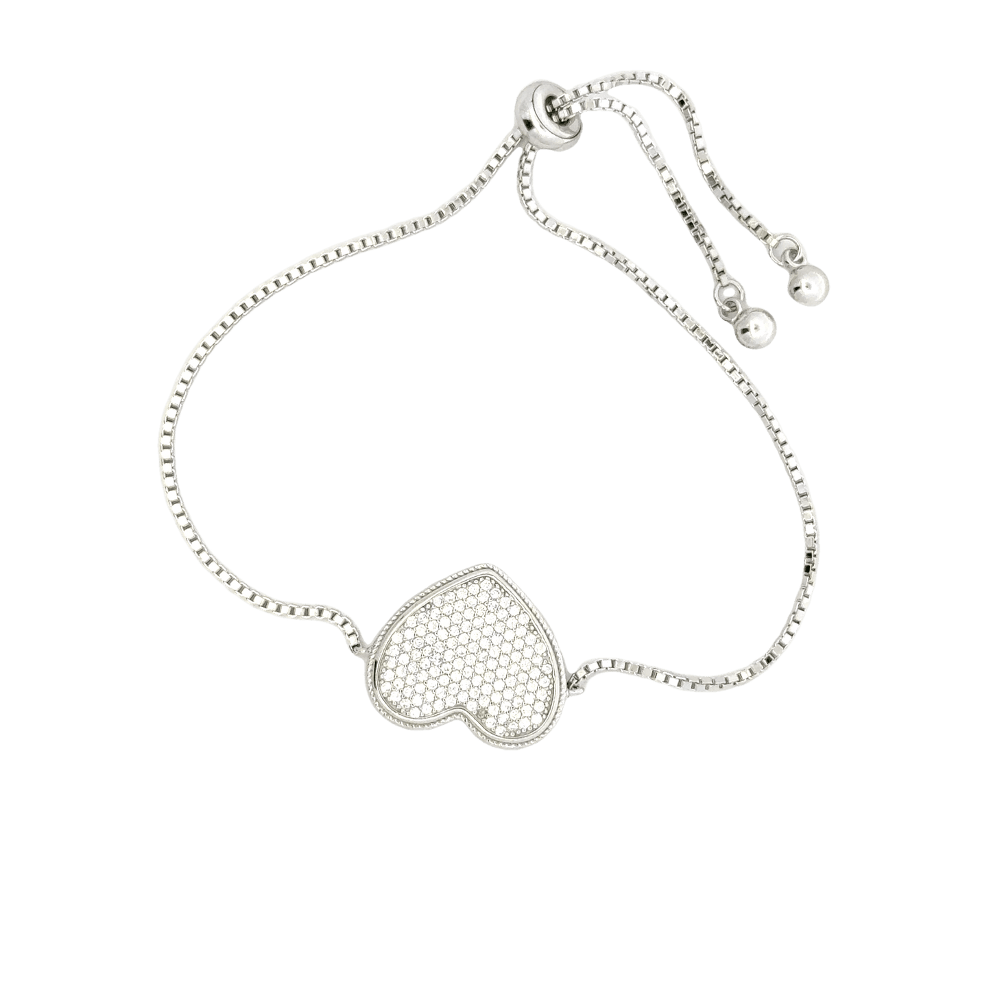 Rhodium Heart shaped charm bracelet
