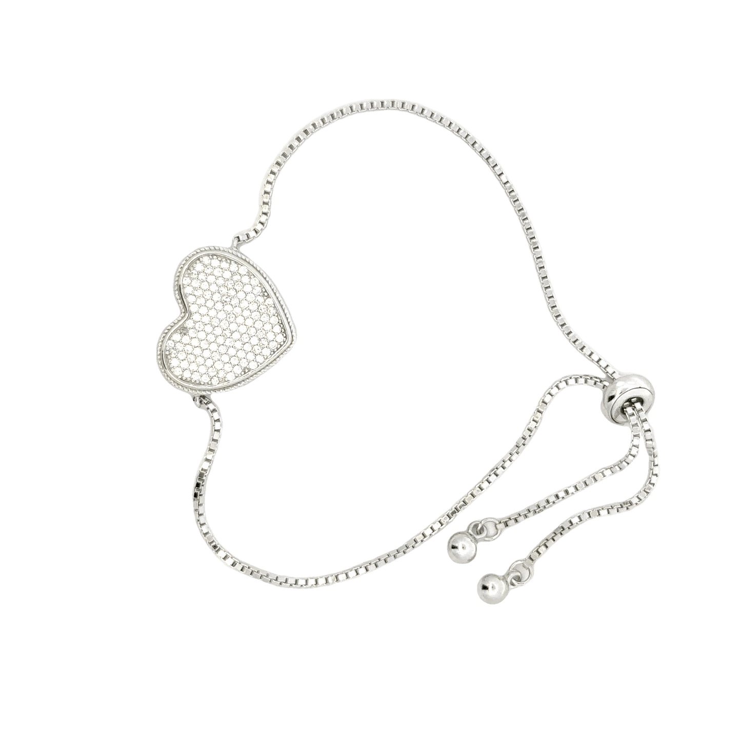 Rhodium Heart shaped charm bracelet