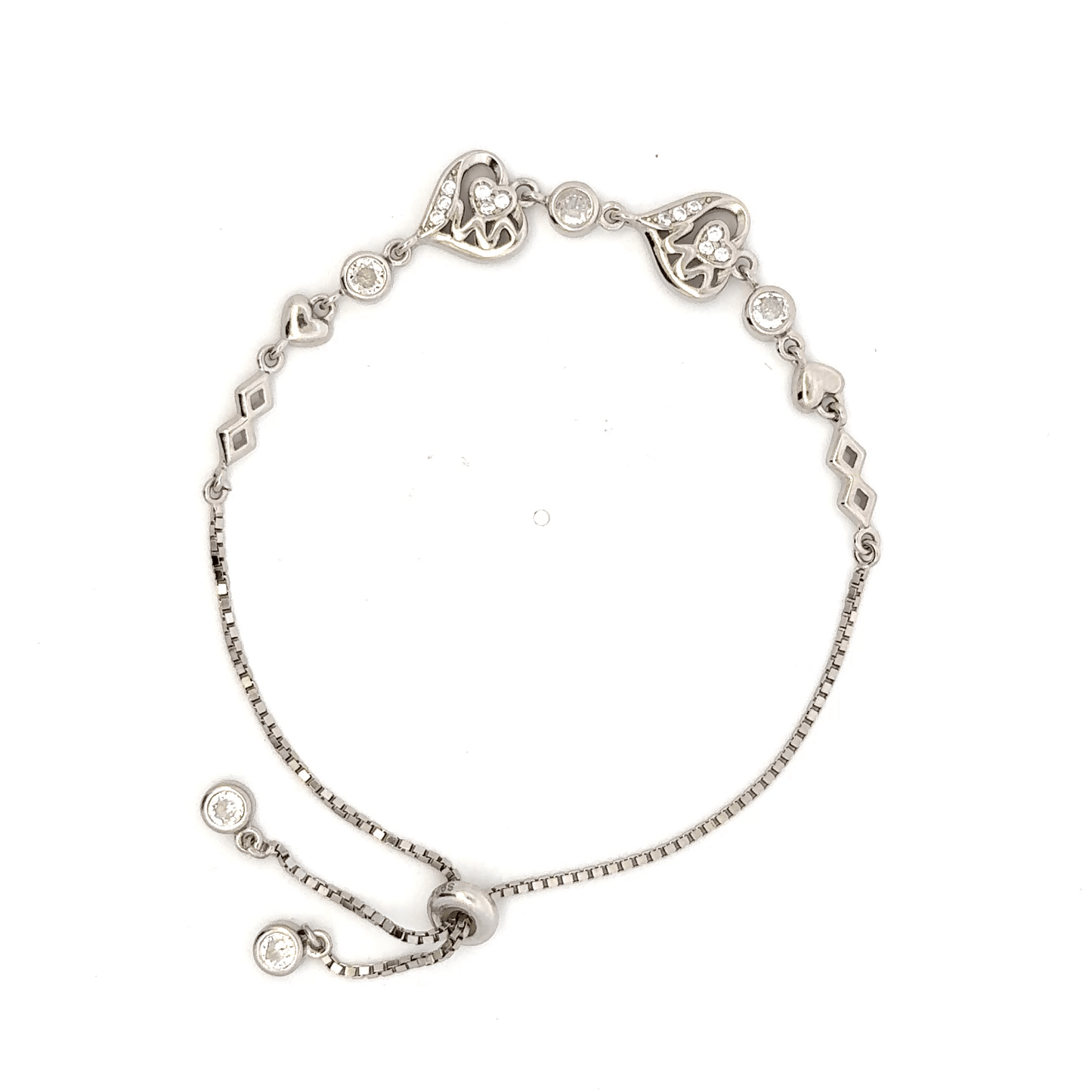 Rhodium Heart charm bracelet