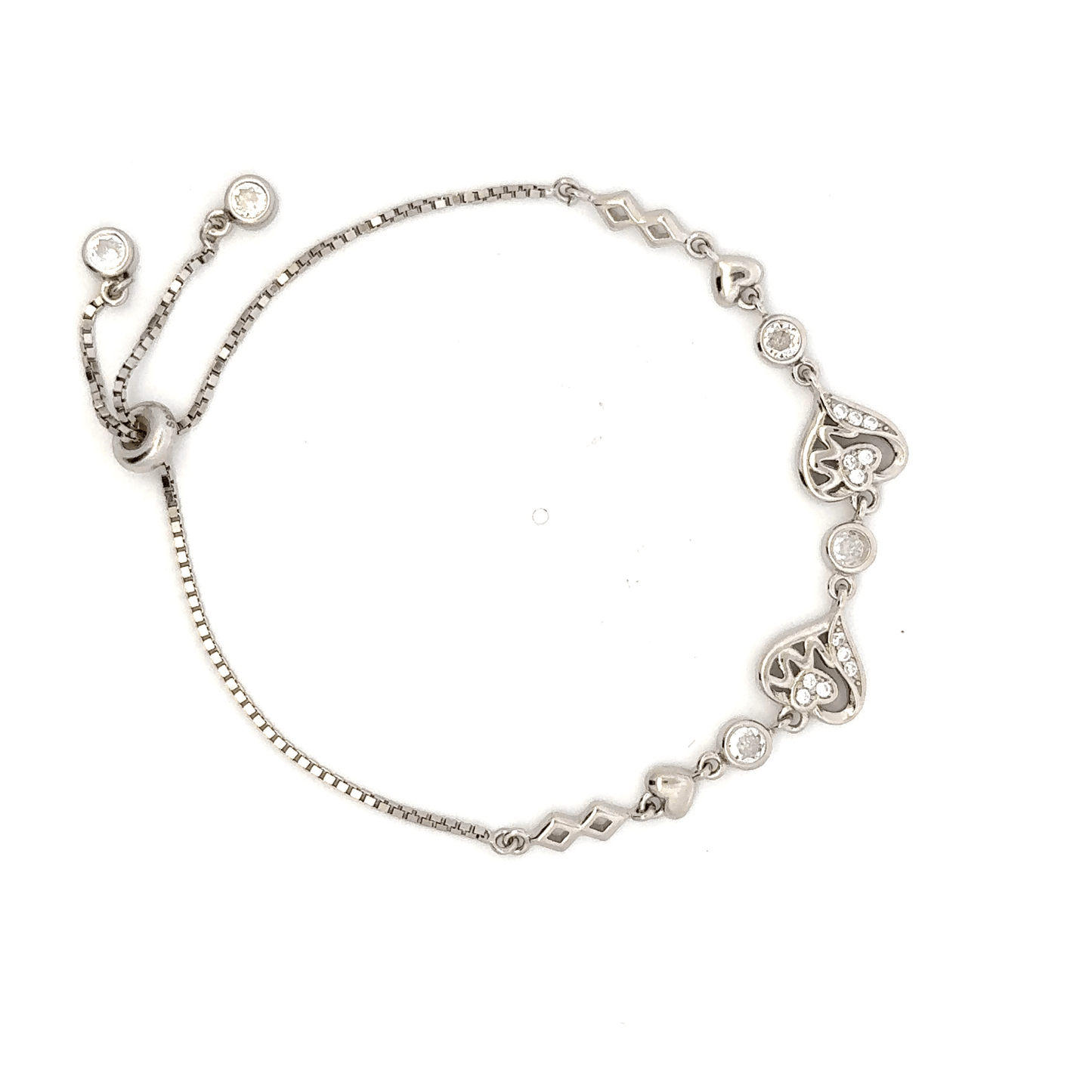 Rhodium Heart charm bracelet