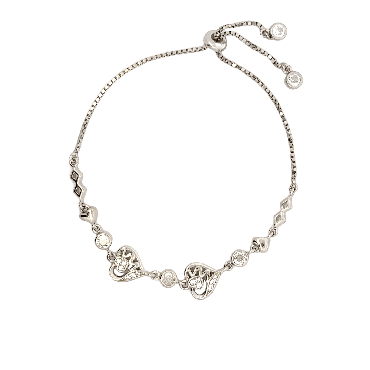Rhodium Heart charm bracelet