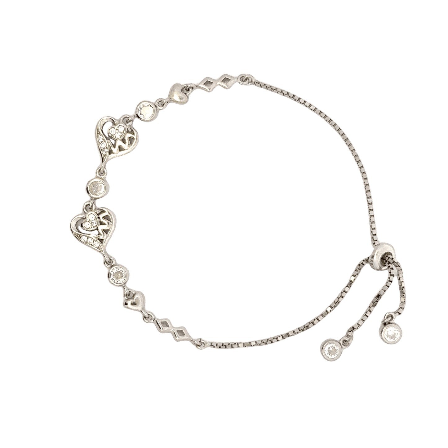 Rhodium Heart charm bracelet