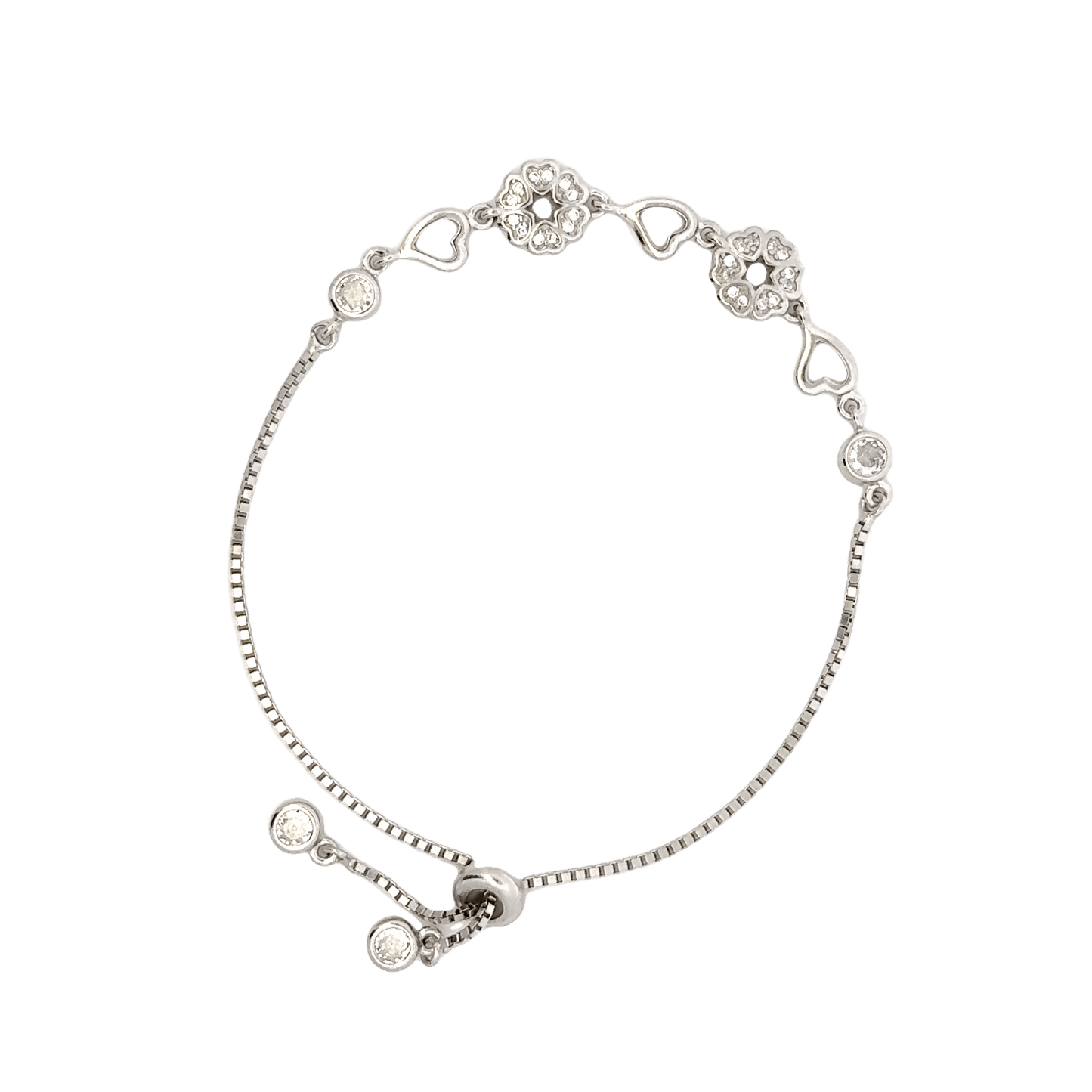 Rhodium Floral CZ Bracelet