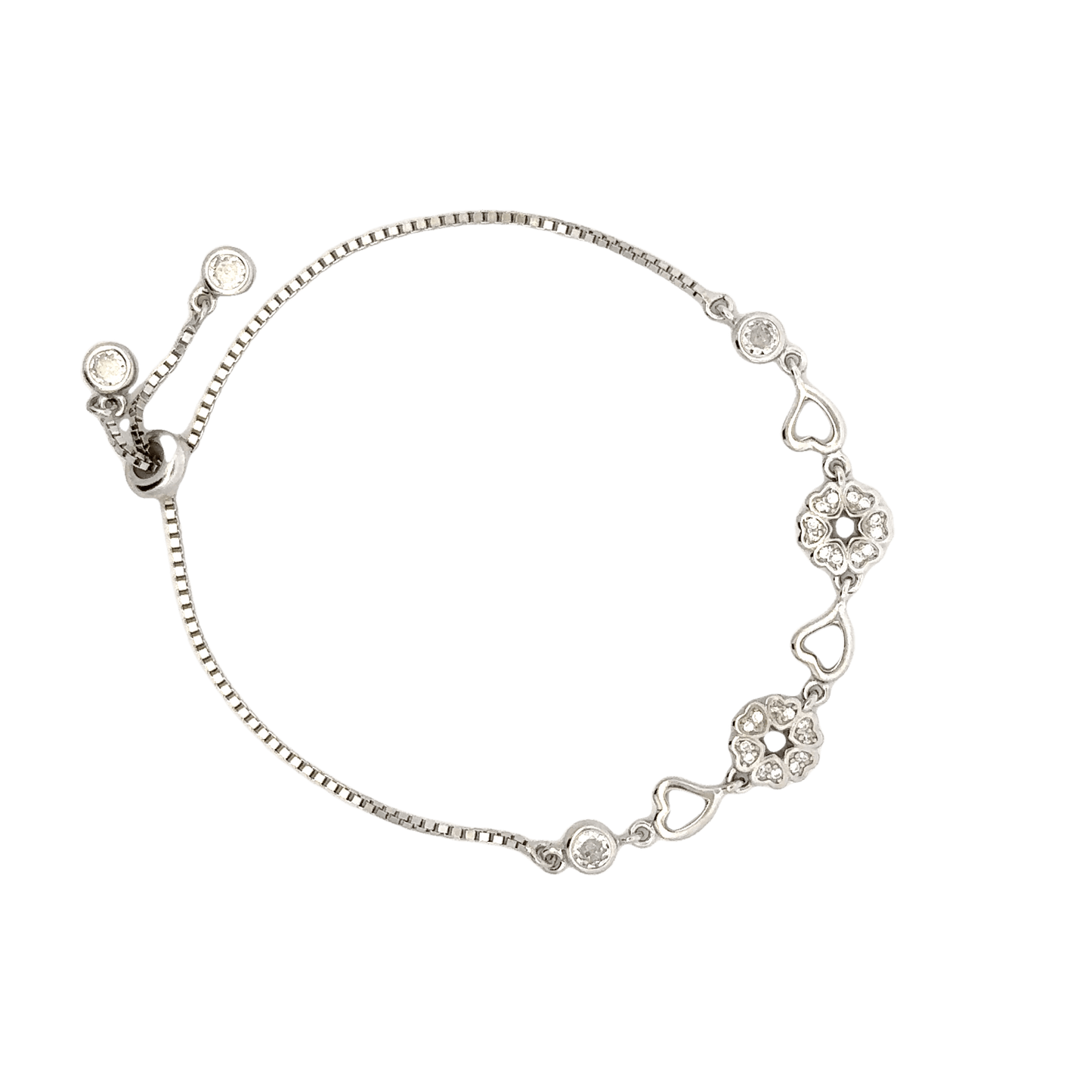 Rhodium Floral CZ Bracelet