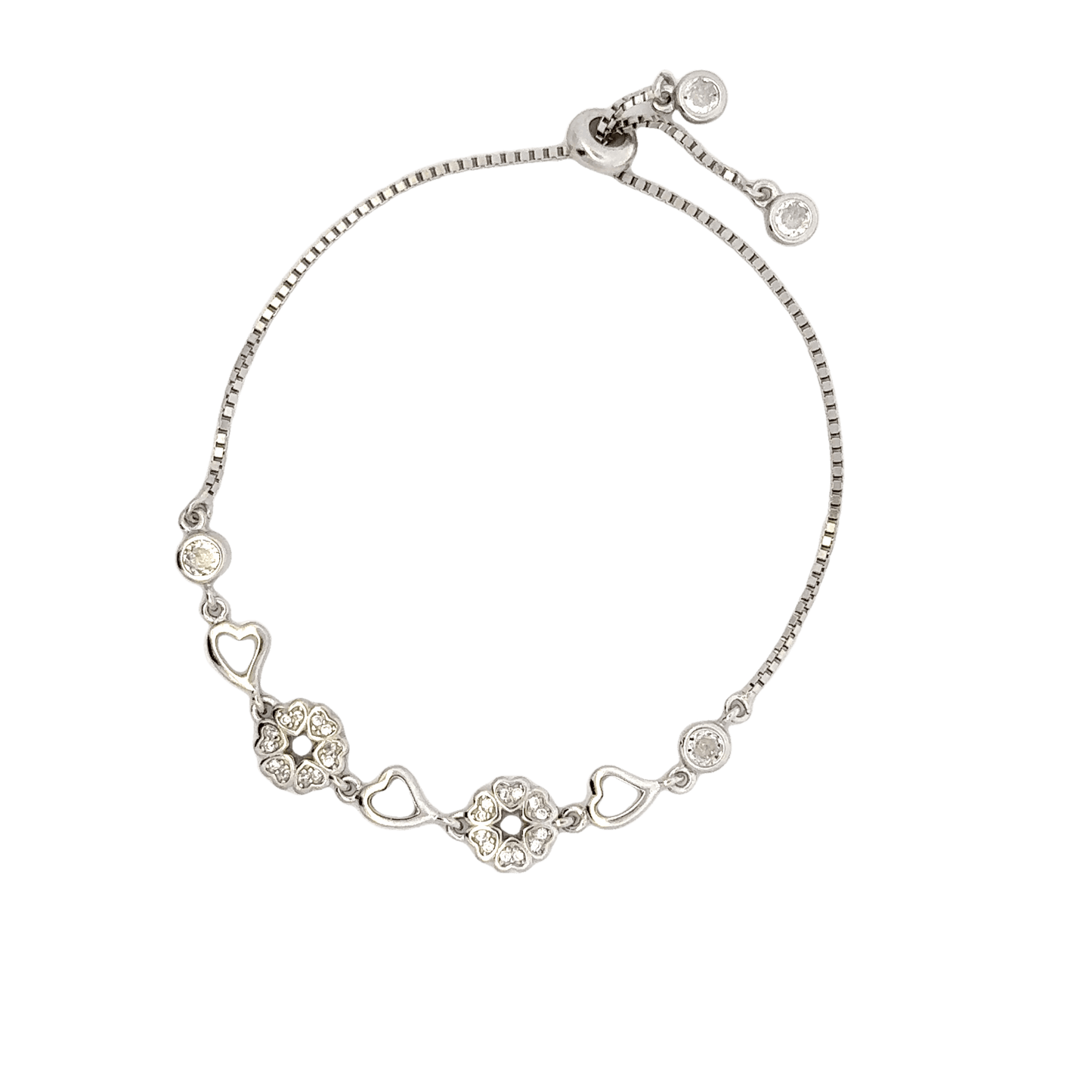 Rhodium Floral CZ Bracelet