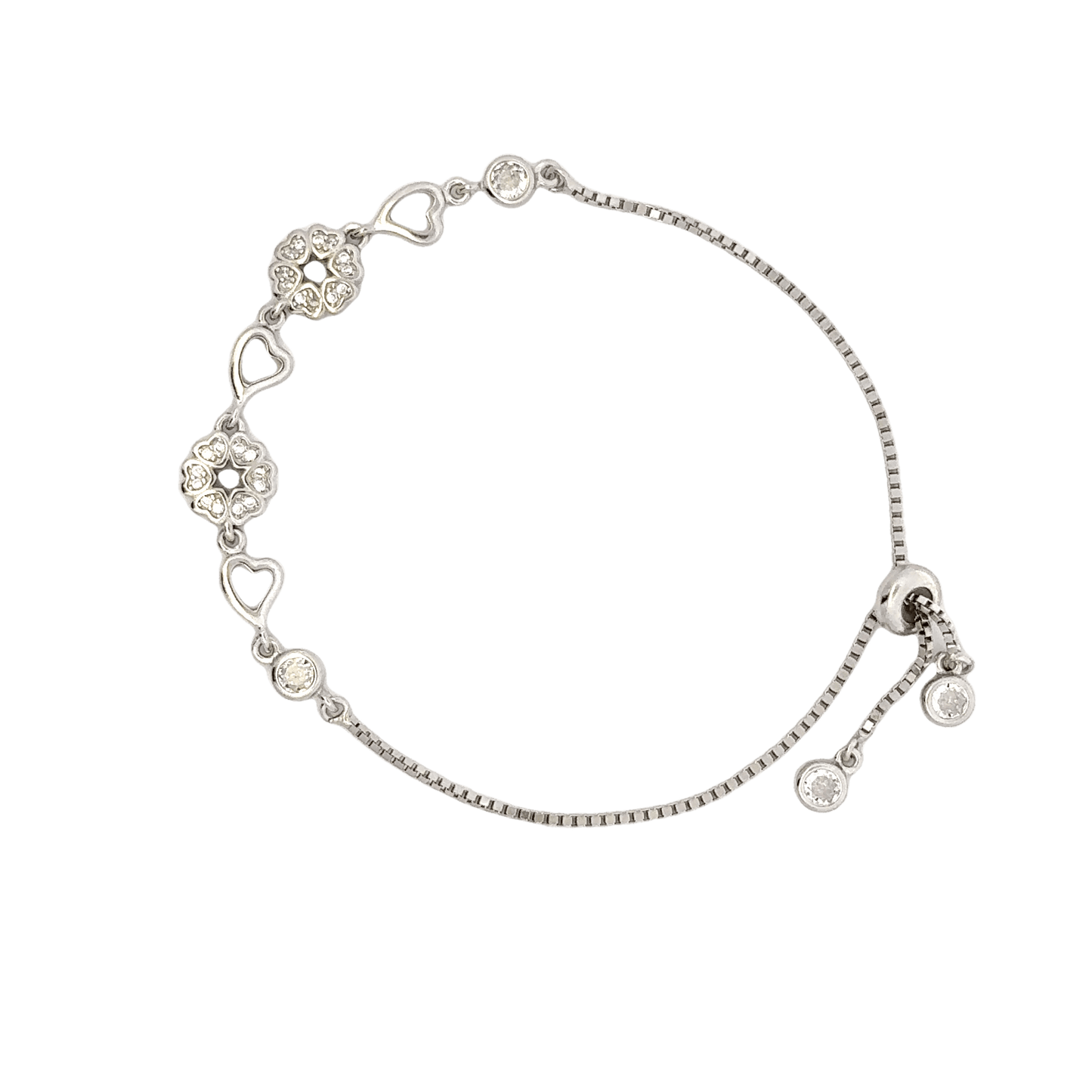 Rhodium Floral CZ Bracelet