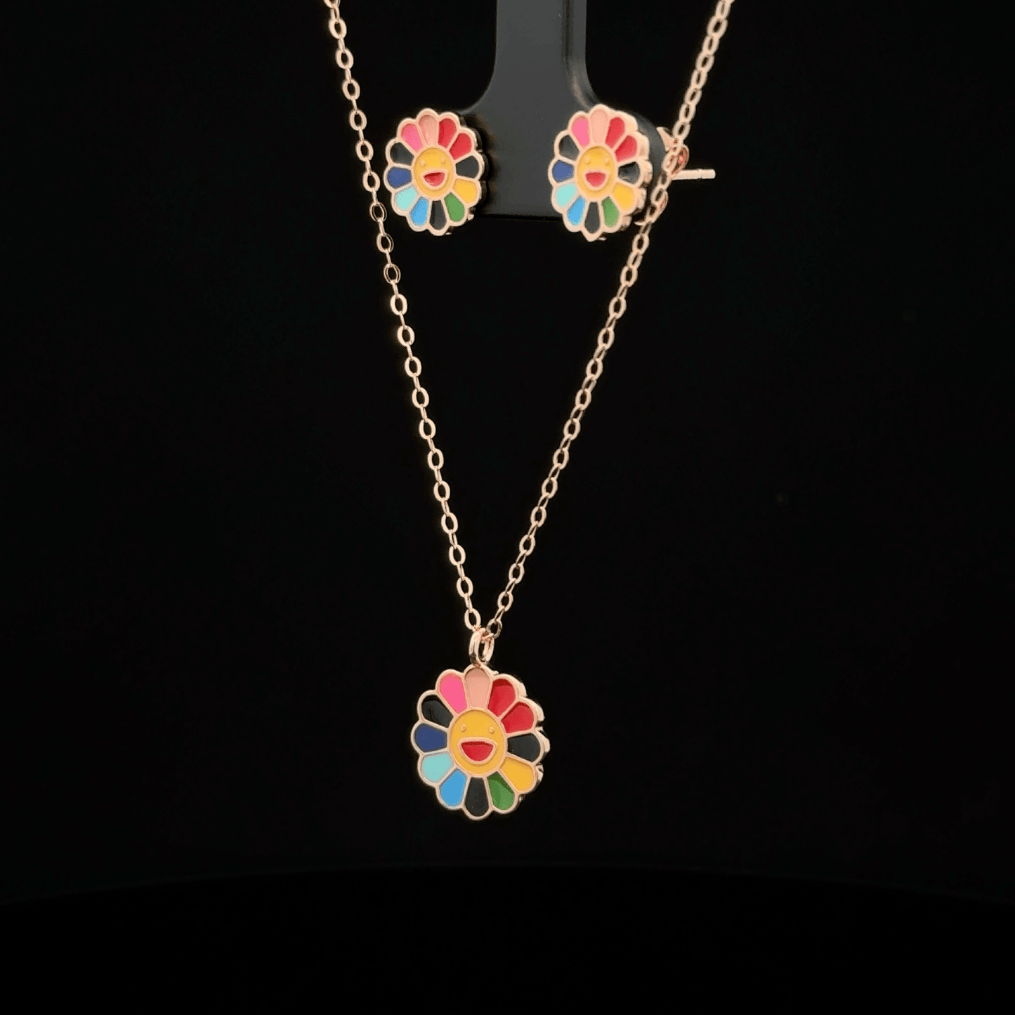Rosegold Flower Chainpendant with Earring