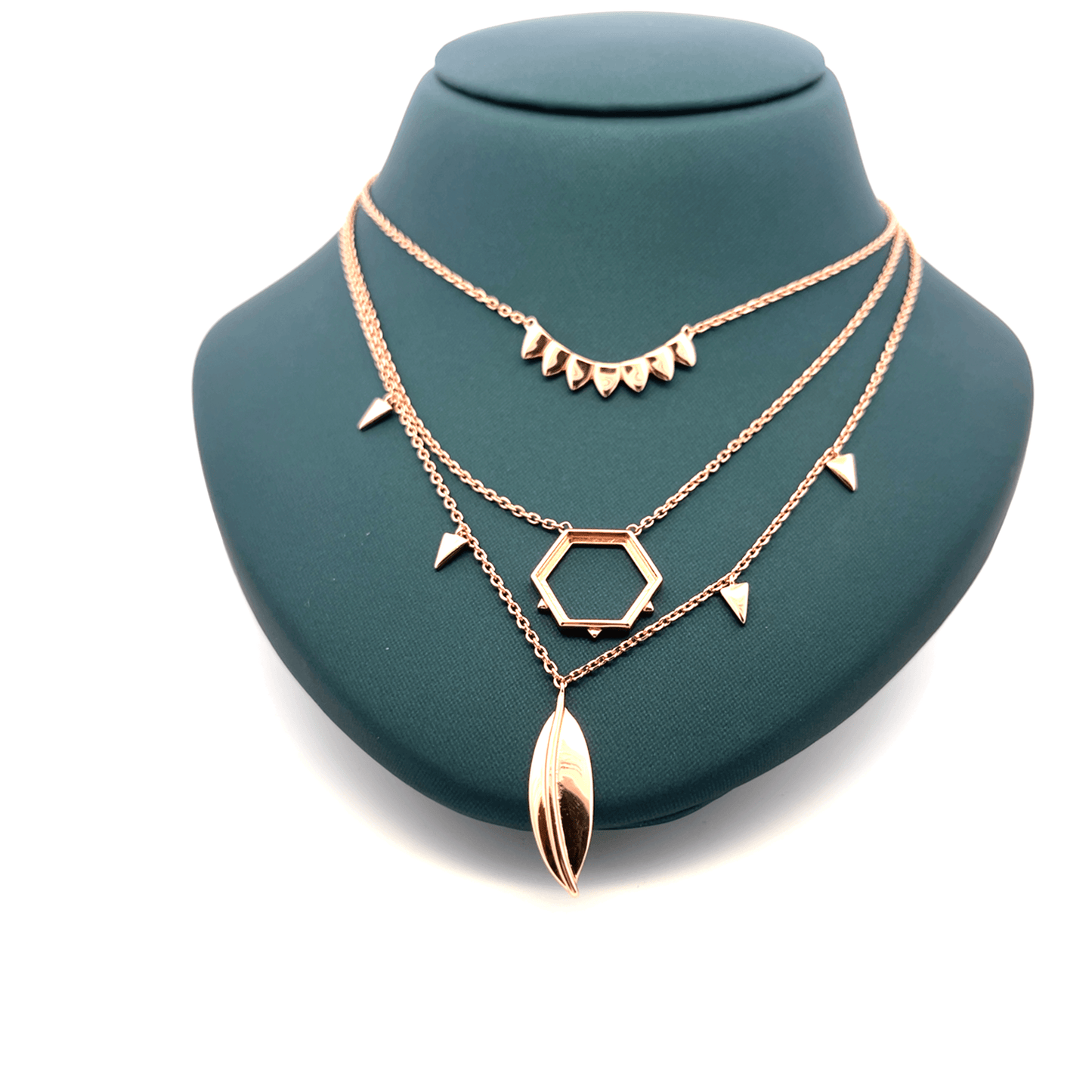 Rosegold Three layer chain with pendent