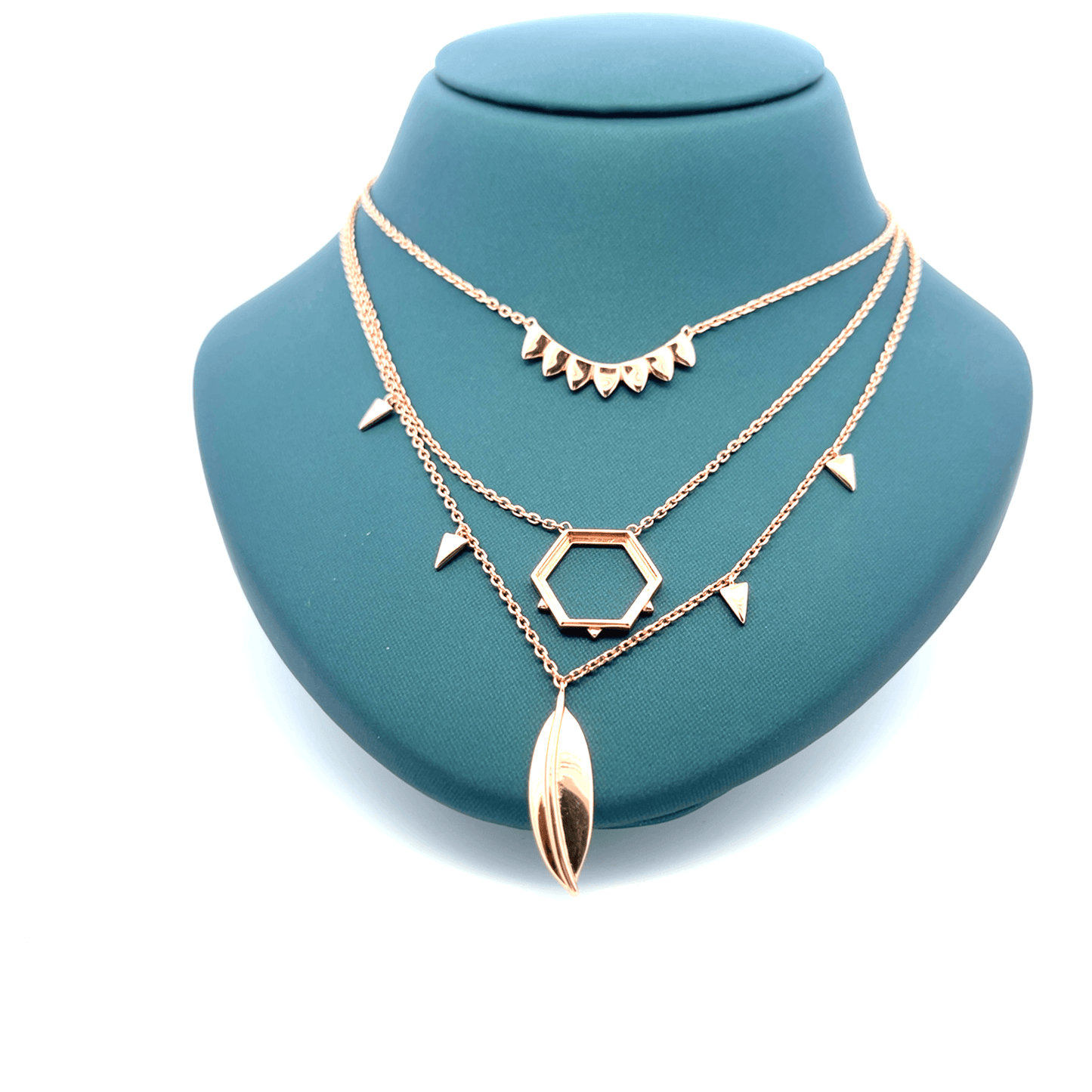 Rosegold Three layer chain with pendent
