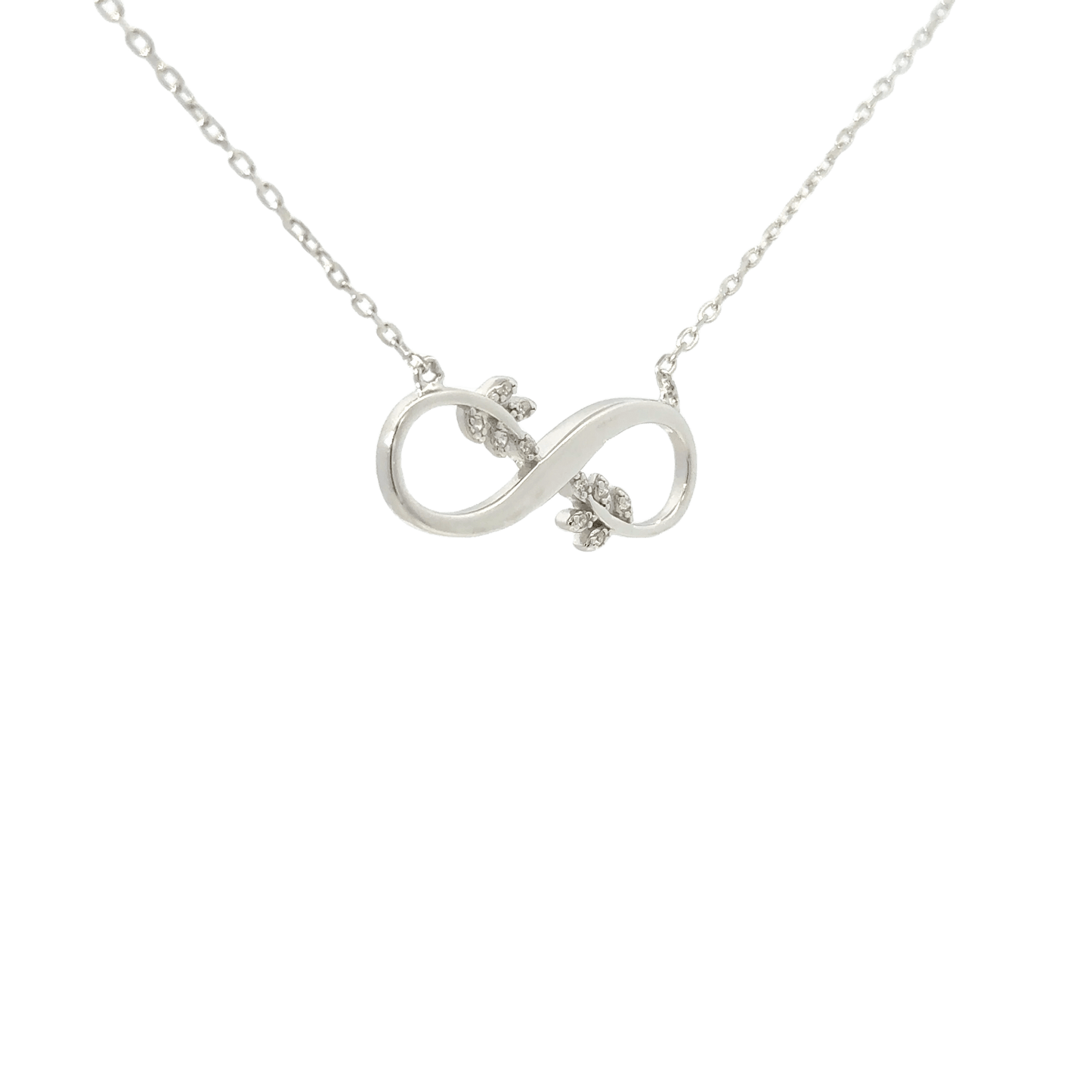 Rhodium Leaf infinity chain with pendent