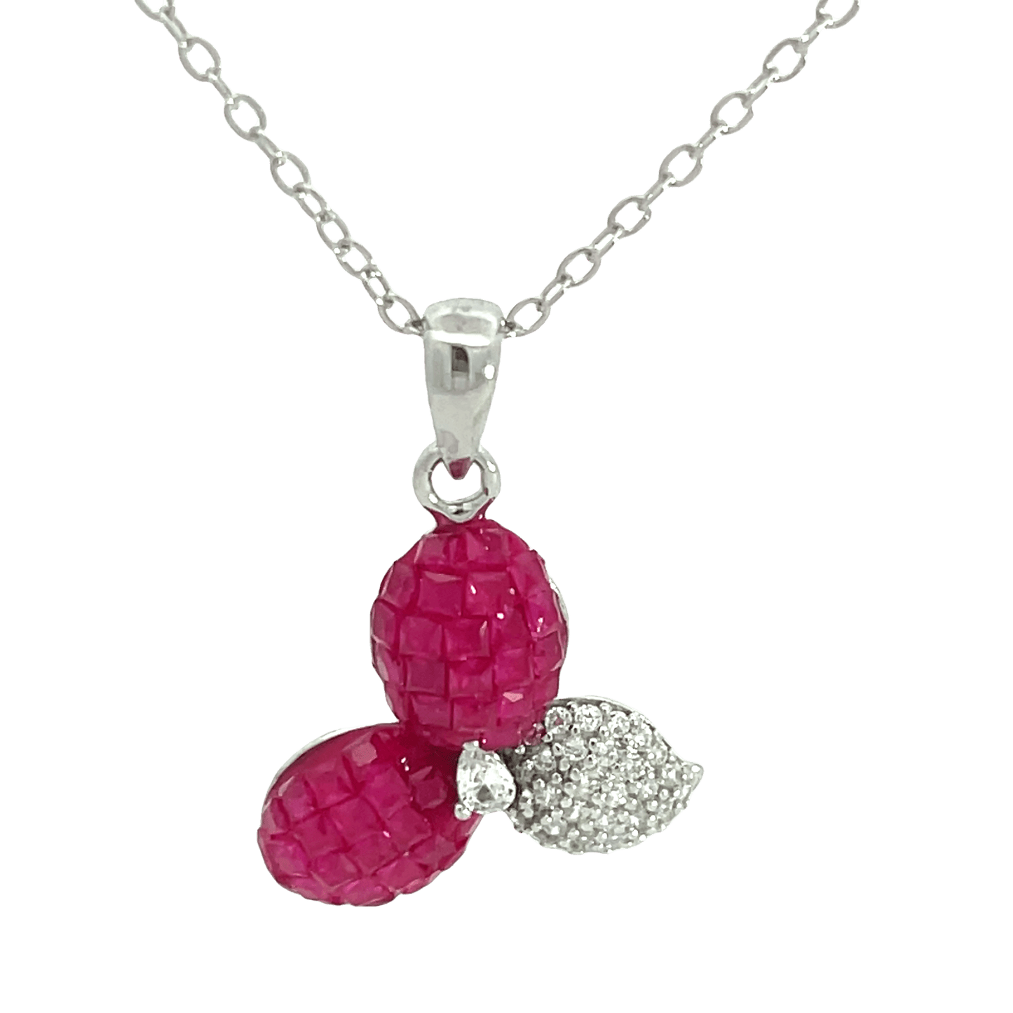 Rhodium flower chain with pendent