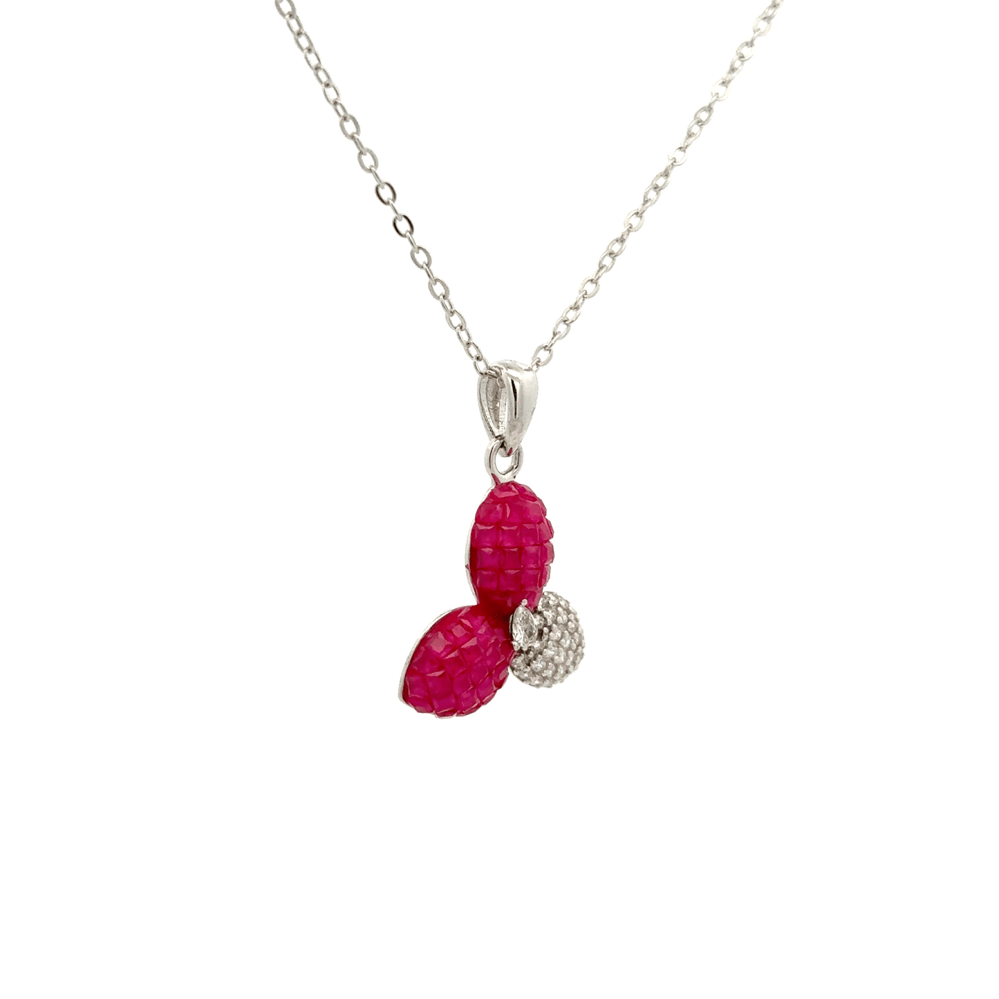Rhodium flower chain with pendent