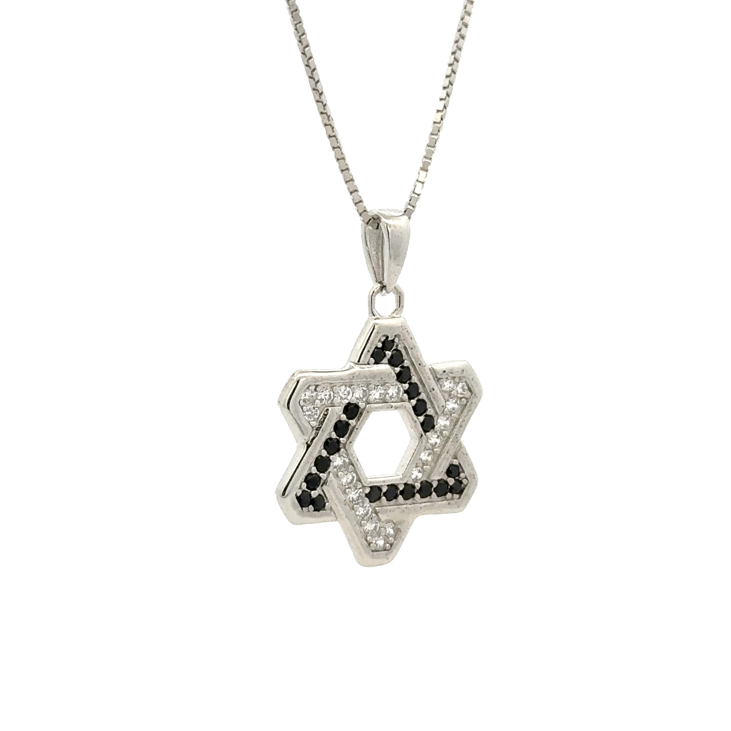 Rhodium star chain with pendent