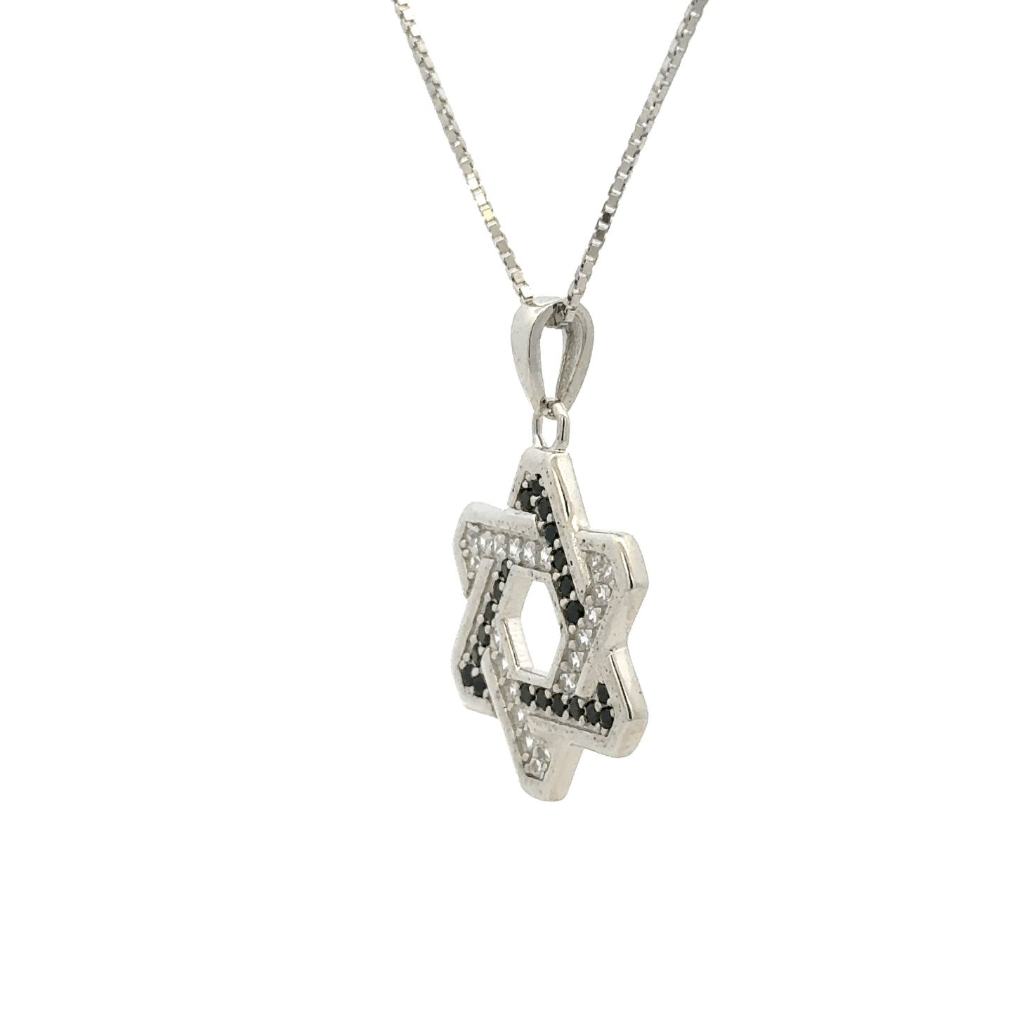 Rhodium star chain with pendent